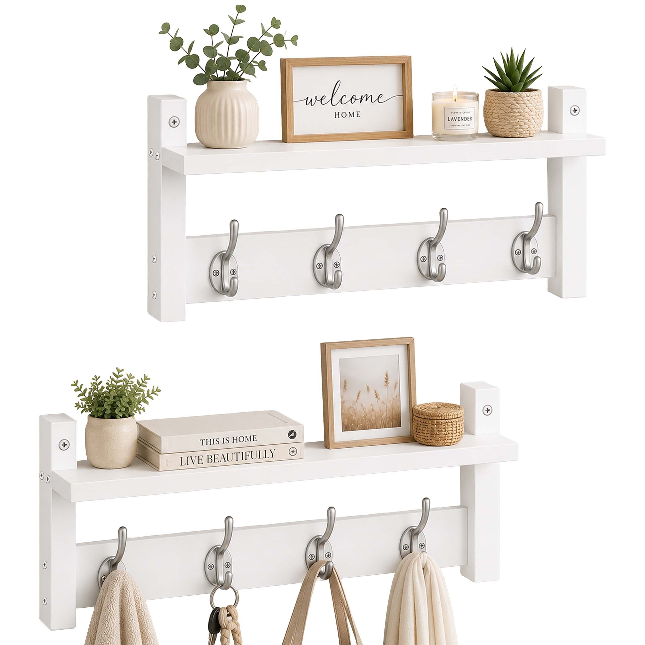 relaxdays Wandgarderobe im 2er Set, weiß