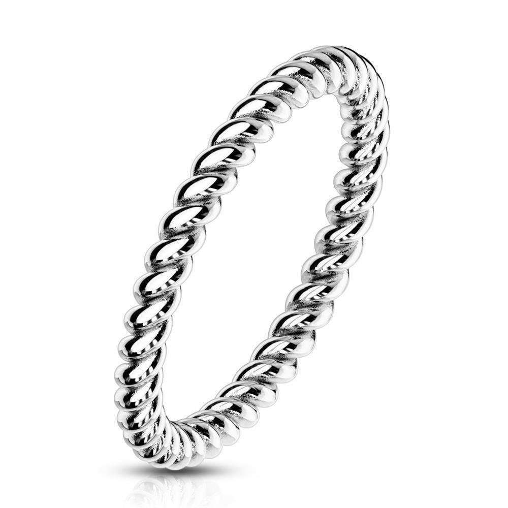BUNGSA Fingerring Ring in gedrehter Optik aus Edelstahl Damen 54 (17.2) silber (Ring, 1-tlg), Frauen Mädchen