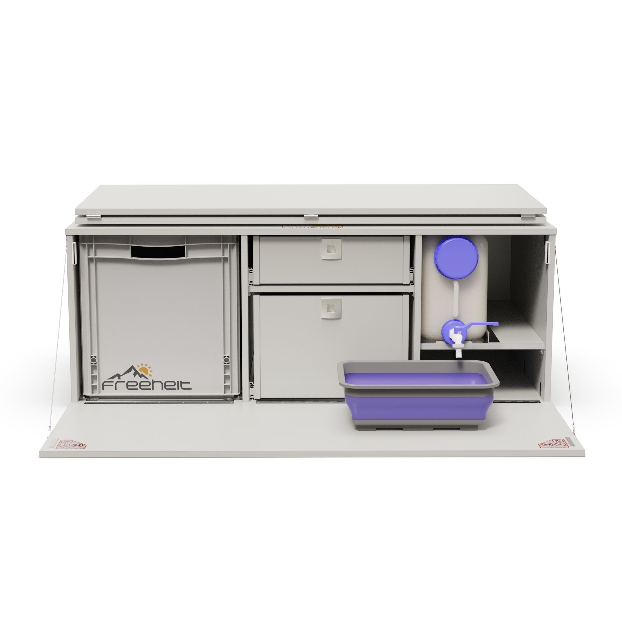 freeheit Schrankmodule (Minivan Heckküche Campingmodul Heckauszug Schlafsystem mit Eurobox) Van Hochdachkombi Mikrocamper Küchenblock Freeheit Flexicamp 1012