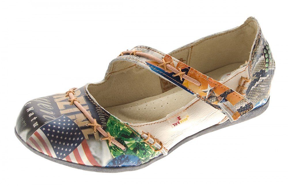 TMA Leder Ballerina Muster variieren Schuhe TMA 5085 Keilpumps Musterdruck, Used Look, Frühjahr, Sommer
