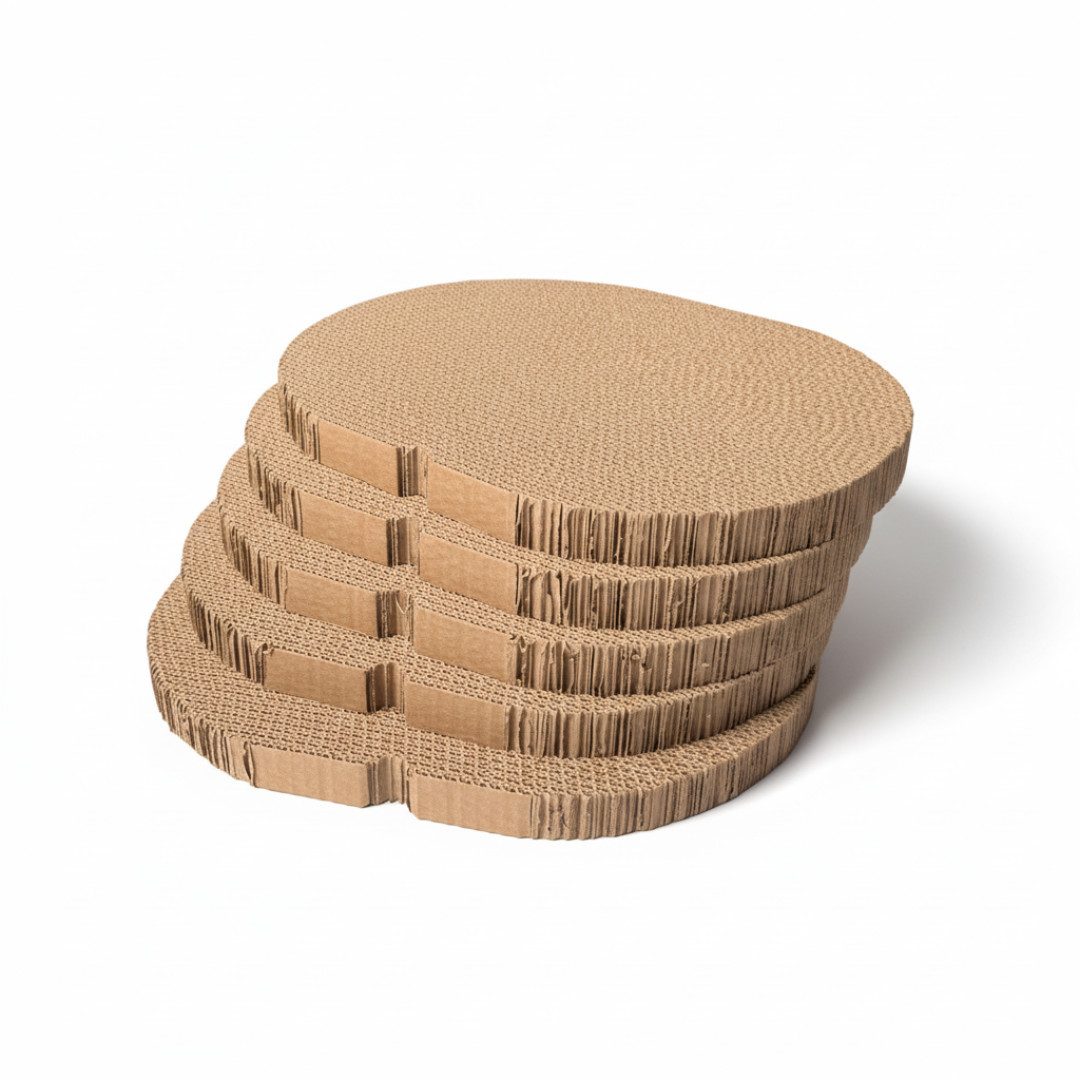 Lyveo Kratzpappe für Katzenbett Ersatz Wellpappe 5er Set Kratzpads für Kratzmöbel, austauschbar für Kratzbrett zum Nachfüllen oval oder rechteckig