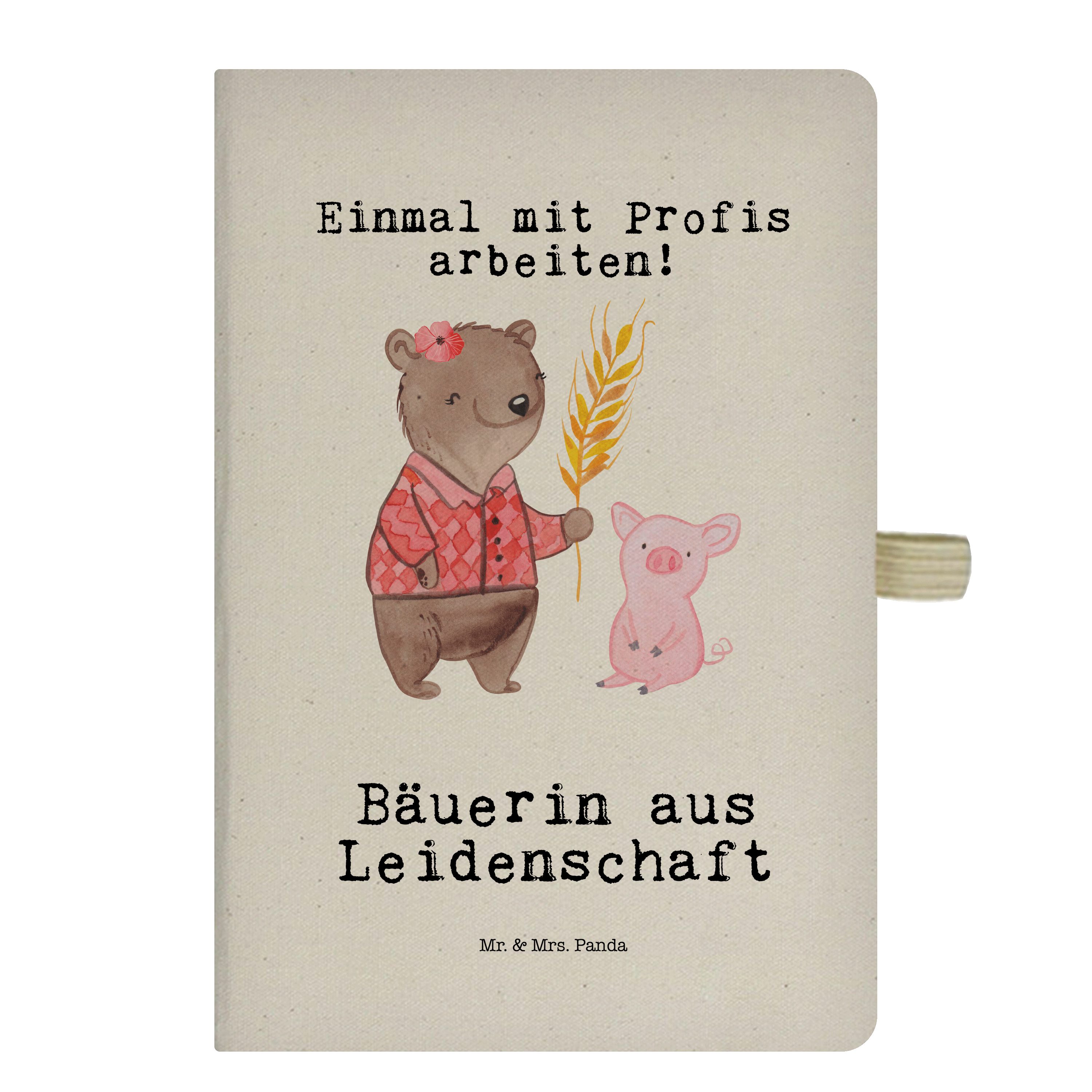 Bäuerin - Geschenk, Skizzenbuch, - Mr. Mrs. Kolle Panda Leidenschaft aus Transparent & Notizbuch Mrs. Mr. & Panda