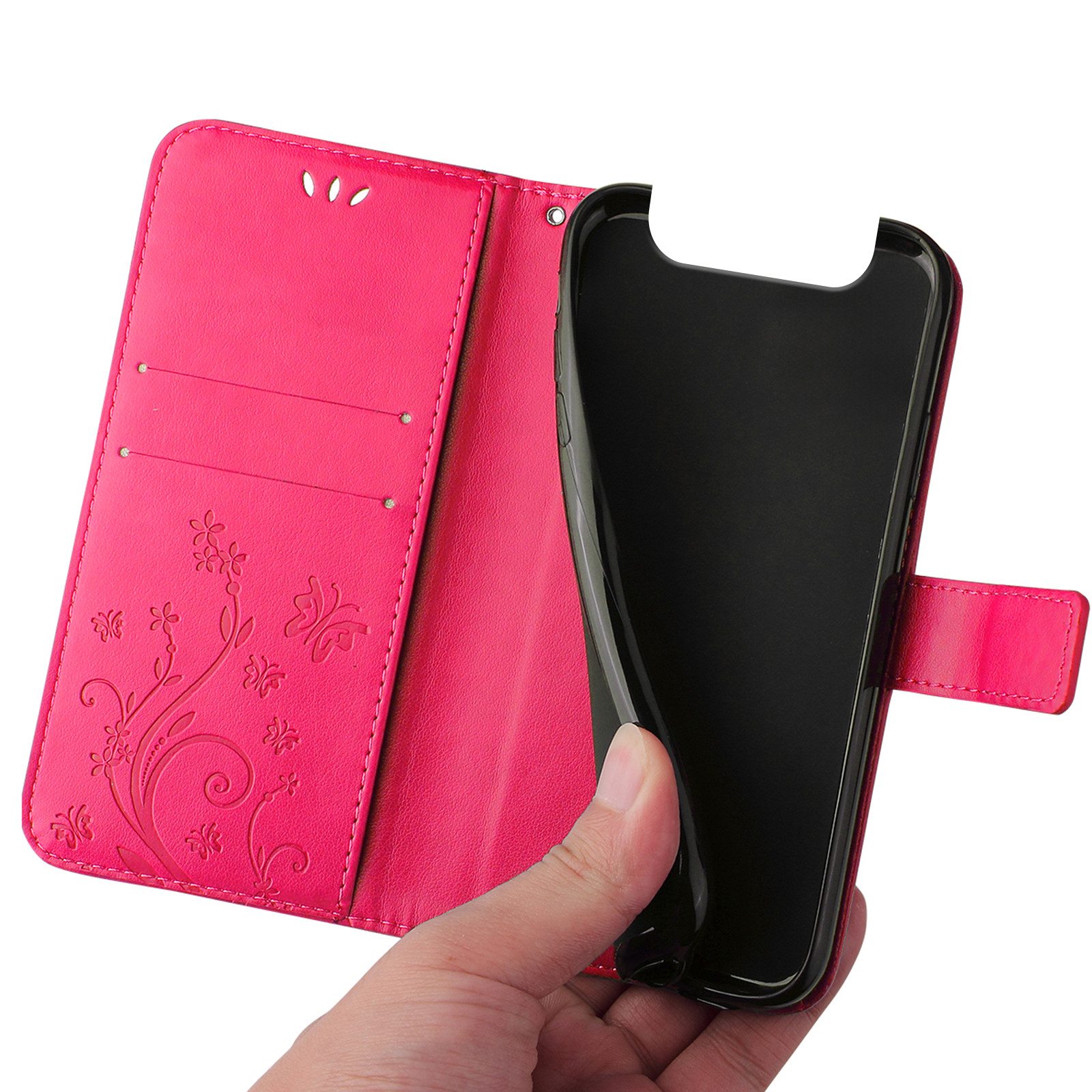Tec-Expert Handyhülle Cover Tasche Hülle für Samsung Galaxy A80 6,7 Zoll, Klapphülle Case mit Kartenfach Fliphülle aufstellbar, Motiv Blumen