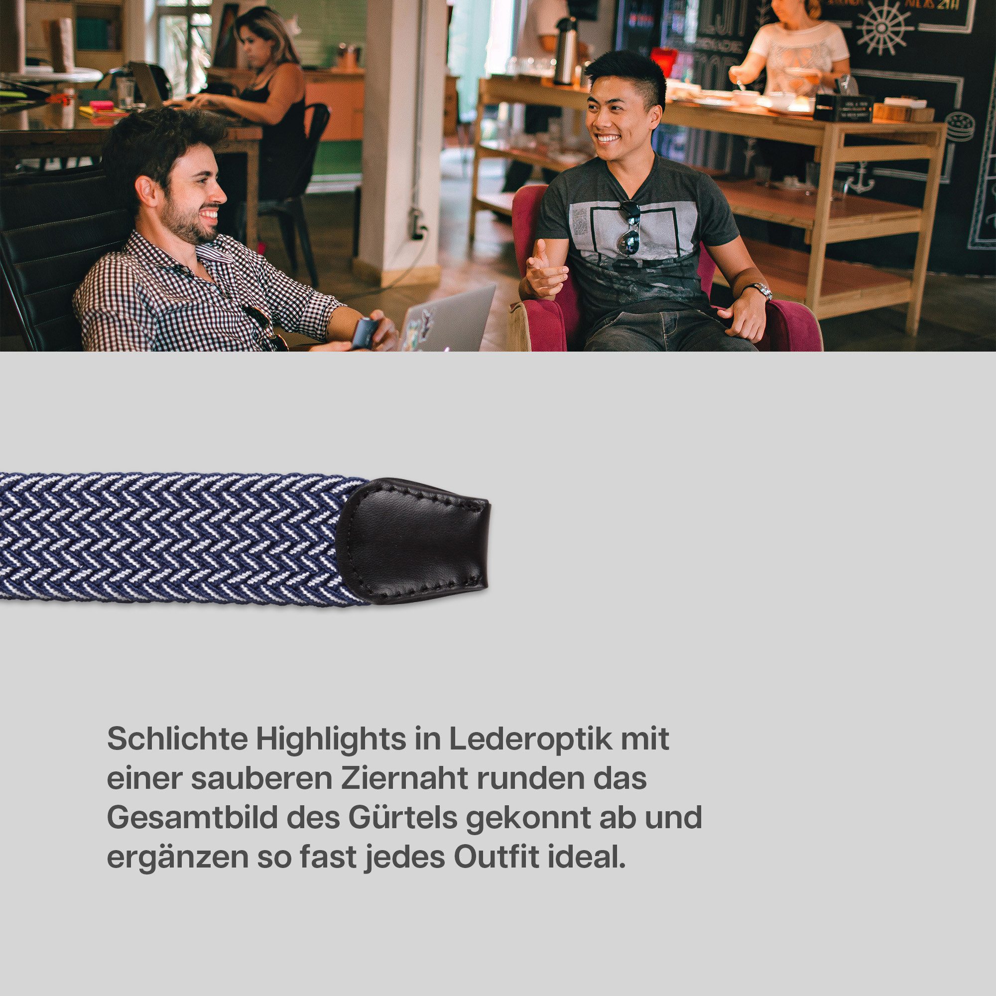 hemmy Fashion Stoffgürtel dehnbar elastisch (2-St) ohne Löcher, stufenlos, viele verschiedene Farben/Designs