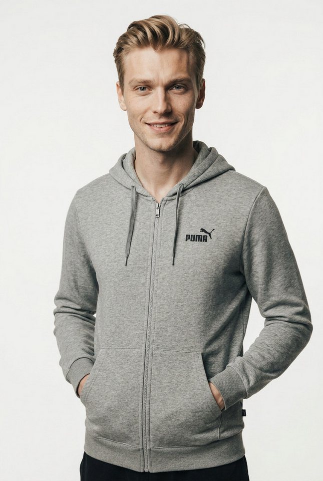 PUMA Kapuzensweatjacke ESS NO 1 LOGO FULL-ZIP HOODIE FL mit verstellbarer Kapuze, für Freizeit und Sport