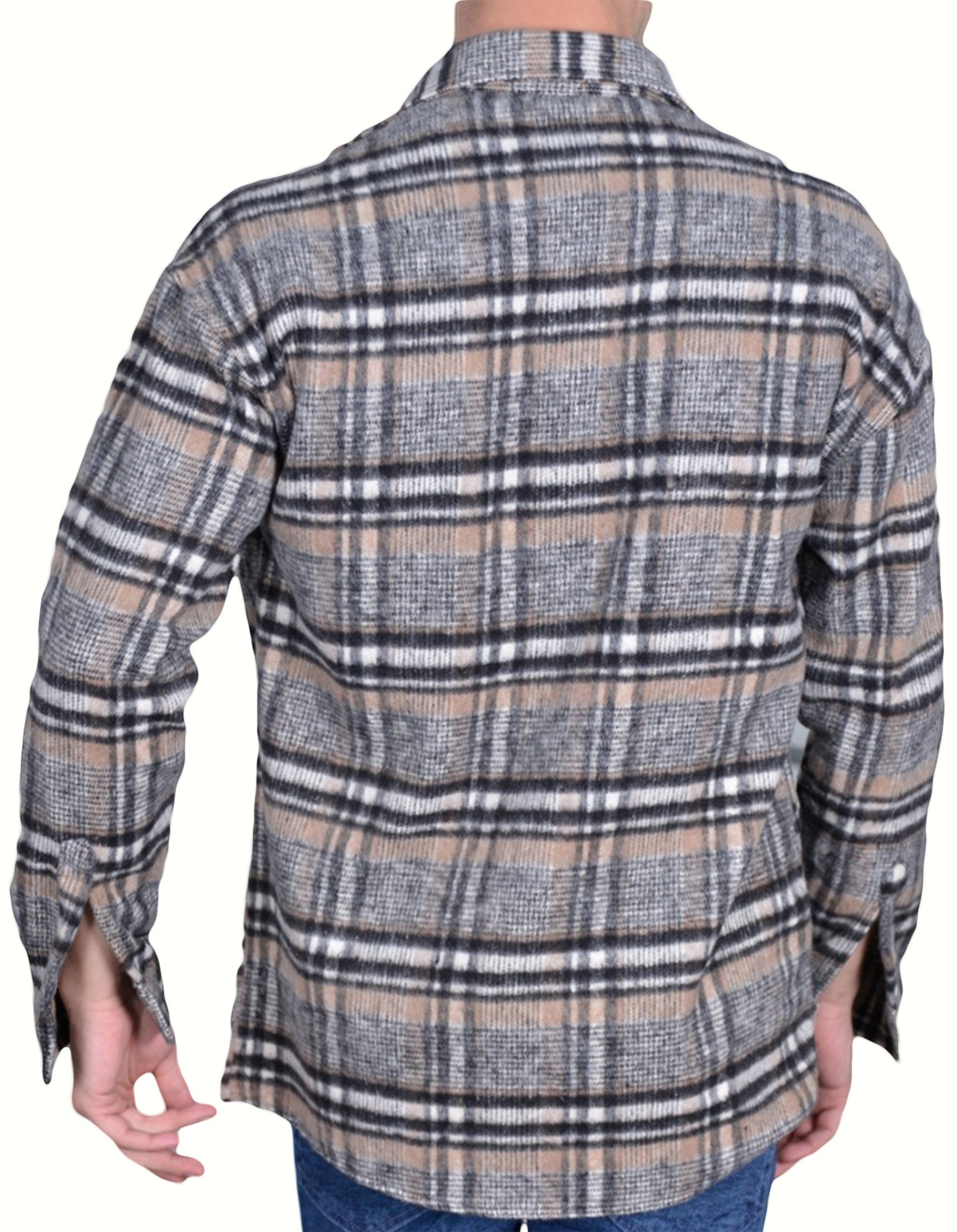 Megaman Jeans Flanellhemd Herren Holzfällerhemd Flanellhemd Kariert Freizeithemd Jacke Regular Langarm Holzfäller