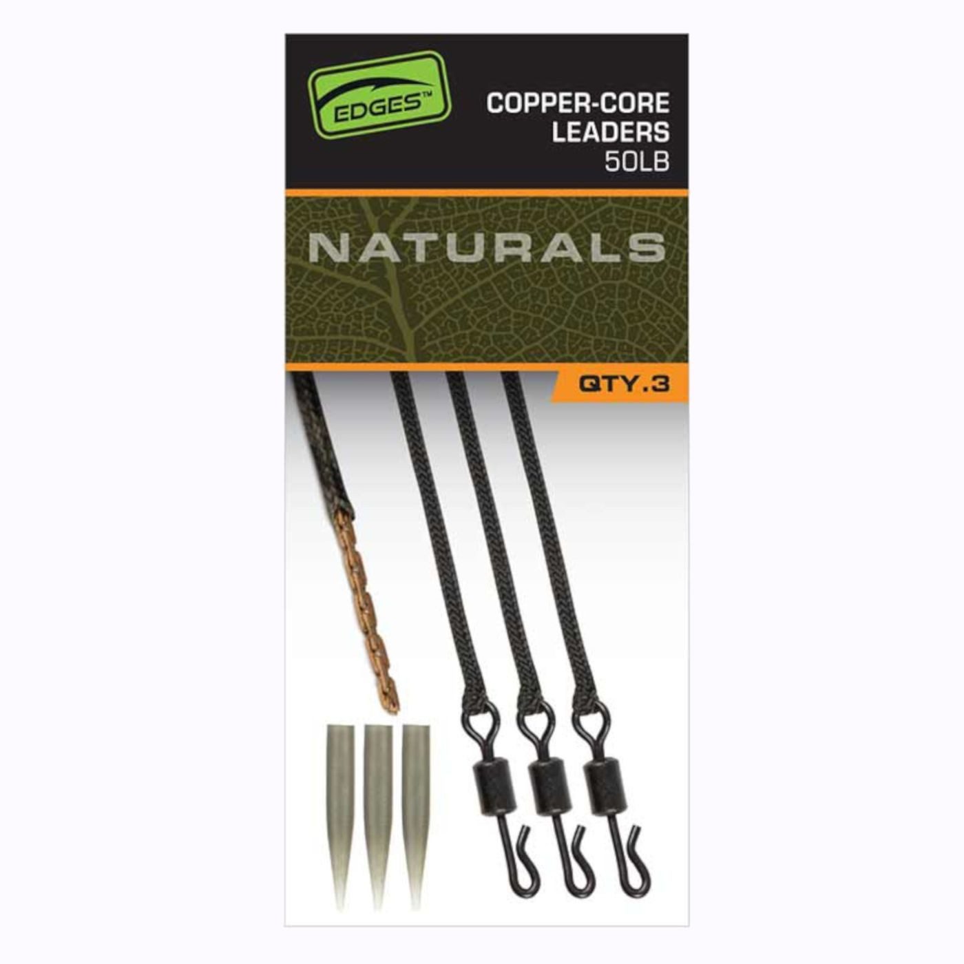 FOX International Karpfenhaken Fox Edges Naturals Copper-Core Leaders x3 - 3 Karpfenvorfächer