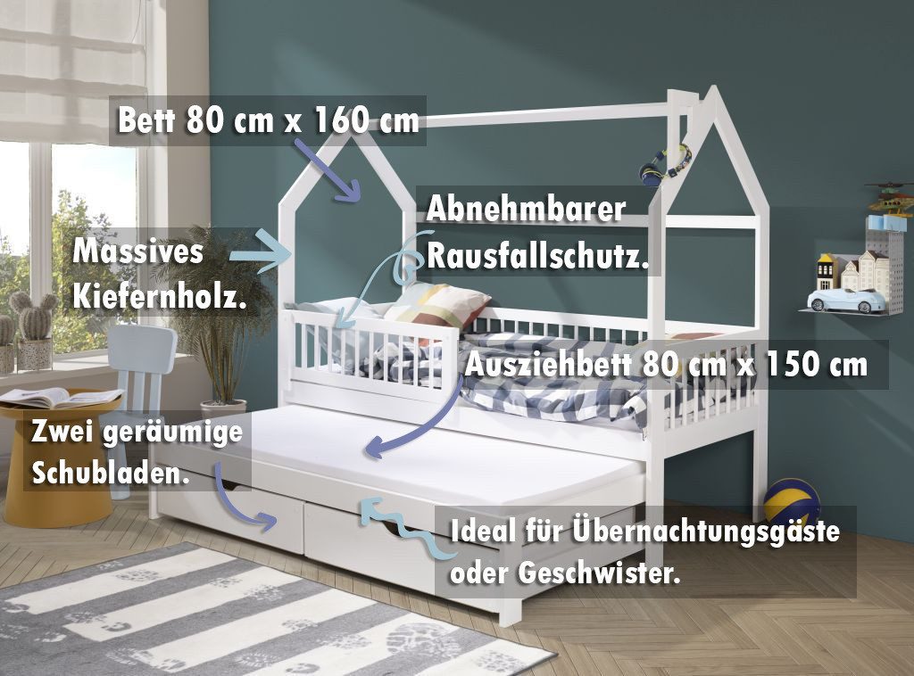 thematys Hausbett mit Ausziehbett Kinderbett und günstig online kaufen
