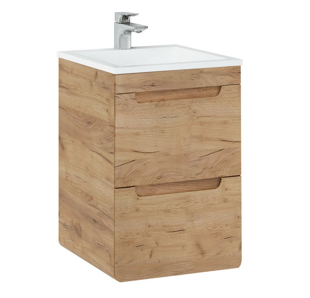 Thumbnail - Lomadox Waschtisch LUTON-56-CRAFT, 40 cm mit Keramikbecken Wotan Eiche Nb. B/H/T ca. 42/60,5/42 cm