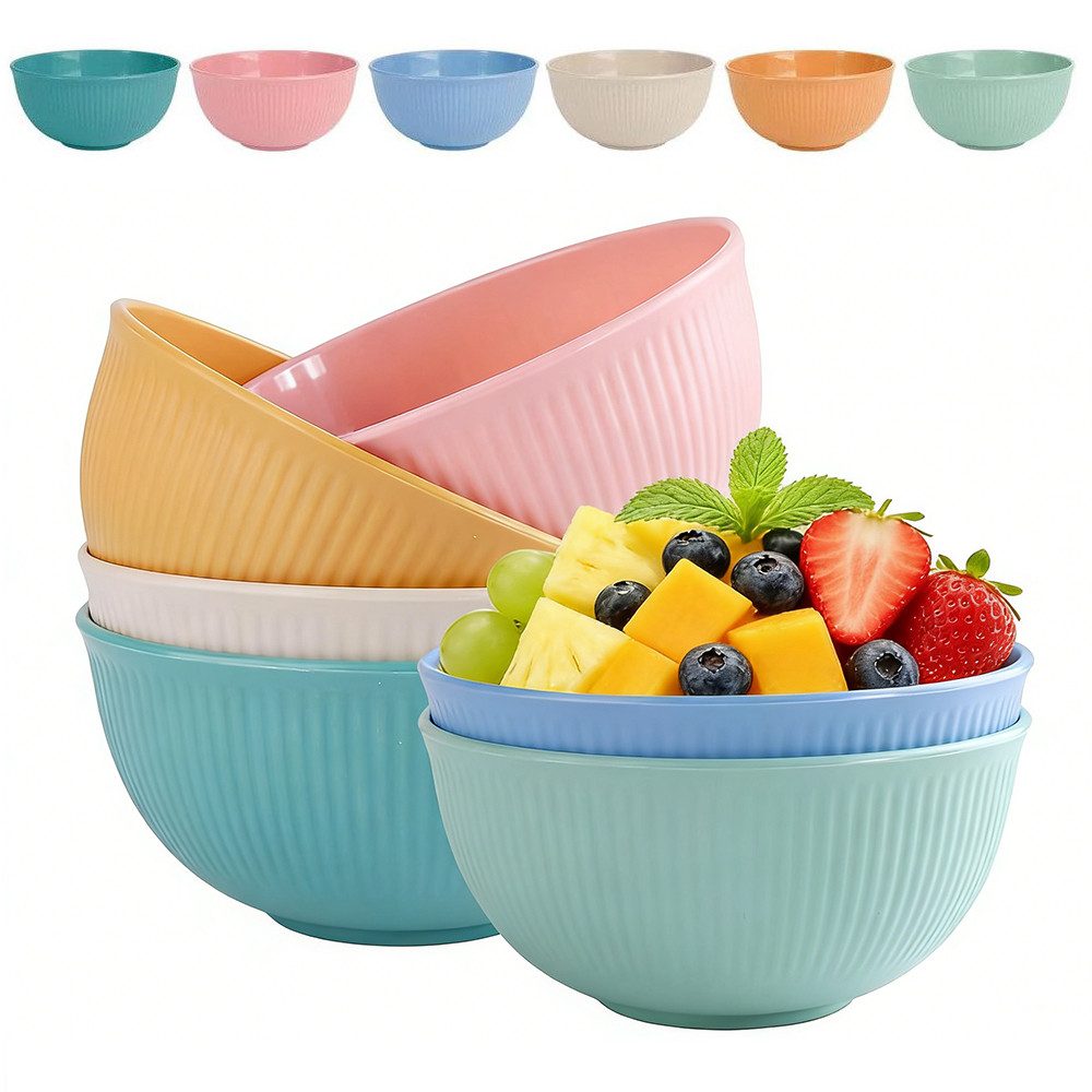 TUWENA Müslischale 6 Stück Unzerbrechliche Müslischalen,Frühstücksschüsseln, Salatschalen, (6-tlg), BPA frei, mikrowellenfest & spülmaschinenfest & wiederverwendbare