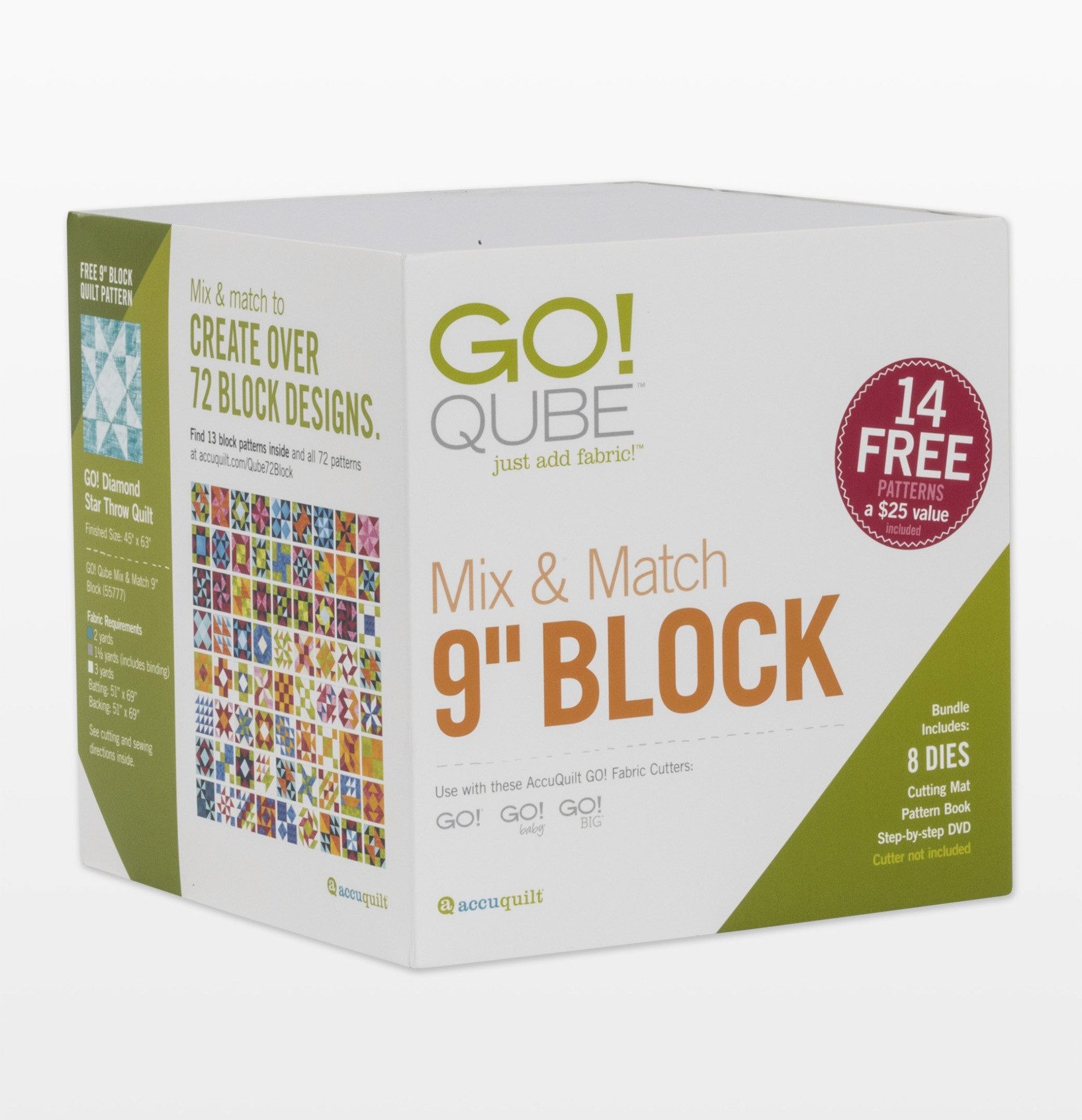 AccuQuilt Motivstanzer Accuquilt GO! Mix und Match Qube 9 inch (22,86 cm) Stanzformen