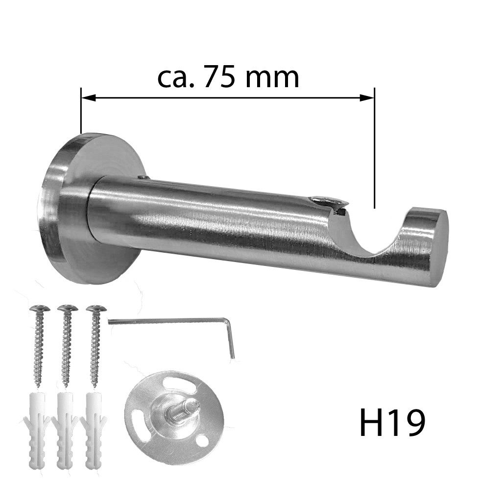 BASIT Gardinenstange Edelstahloptik 19mm mit Wandträgern 120 cm E64, Ø 19 m günstig online kaufen