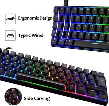 LexonElec RGB-Hintergrundbeleuchtung Tastatur- und Maus-Set, Gaming-Atmosphäre,individuell anpassbar für Personalisiertes Erlebnis