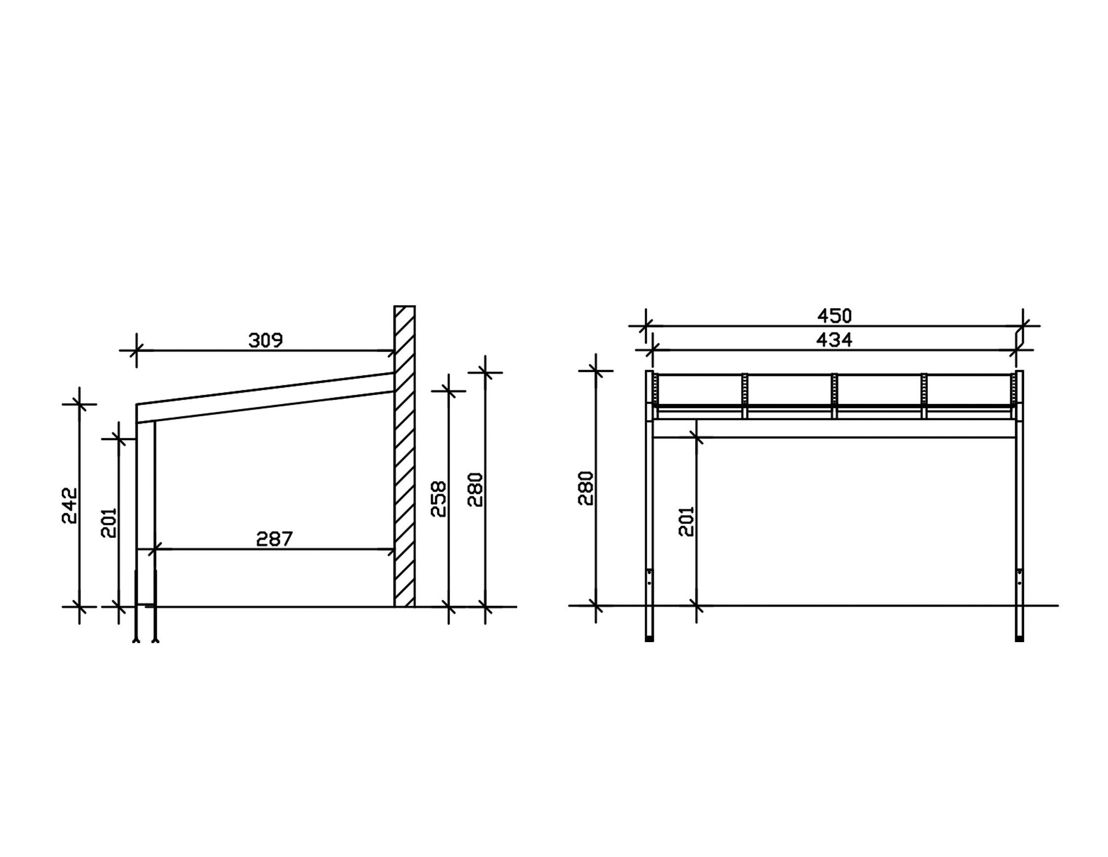 Skanholz Terrassendach Novara, BxT: 450x309 cm, Bedachung Doppelstegplatten, BxT: 450x309 cm