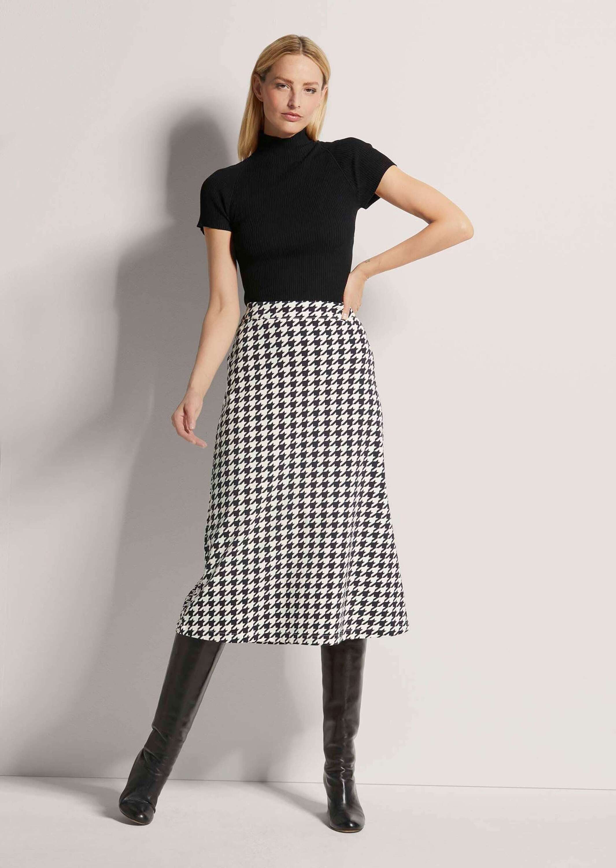MADELEINE Maxirock Langer Rock im Hahnentritt-Dessin