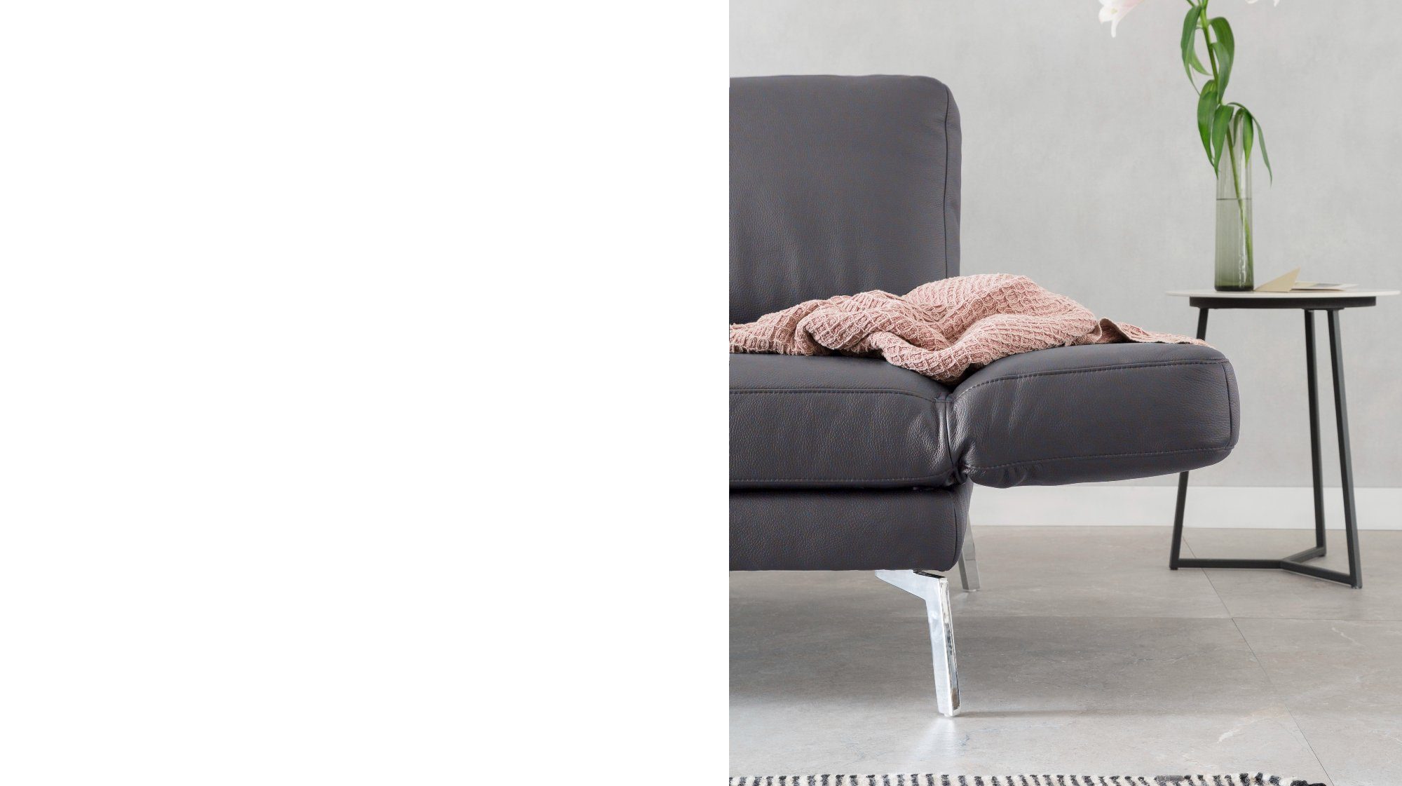 Farben HURRICANE, KAWOLA 2-Sitzer dunkelgrau Leder Sofa verschiedene