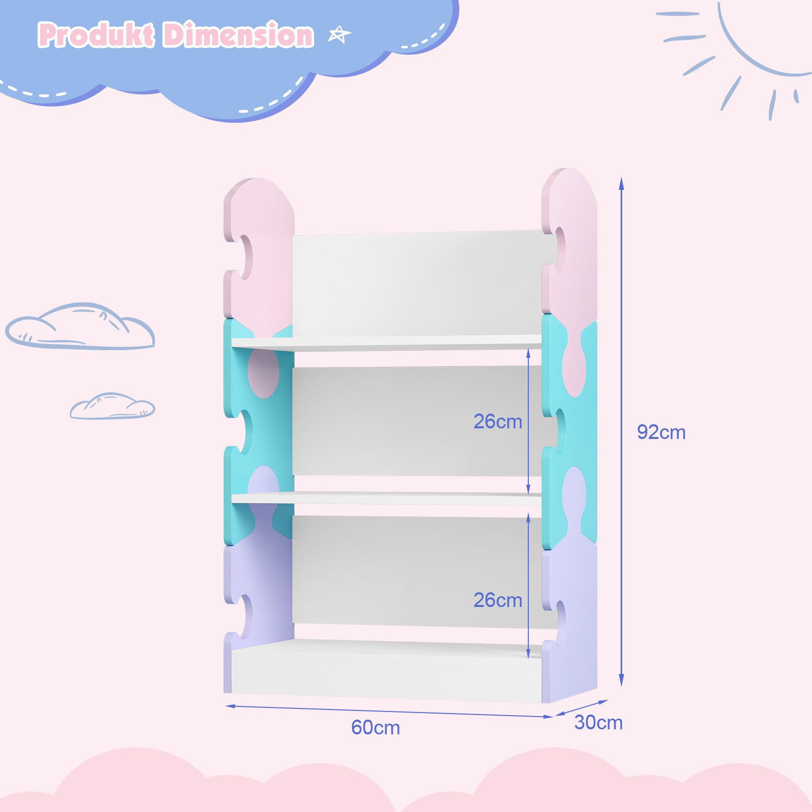 radelldar Kinderregal Bücherregal Kinder Tonie Regal mit Ablage, Spielzeug günstig online kaufen