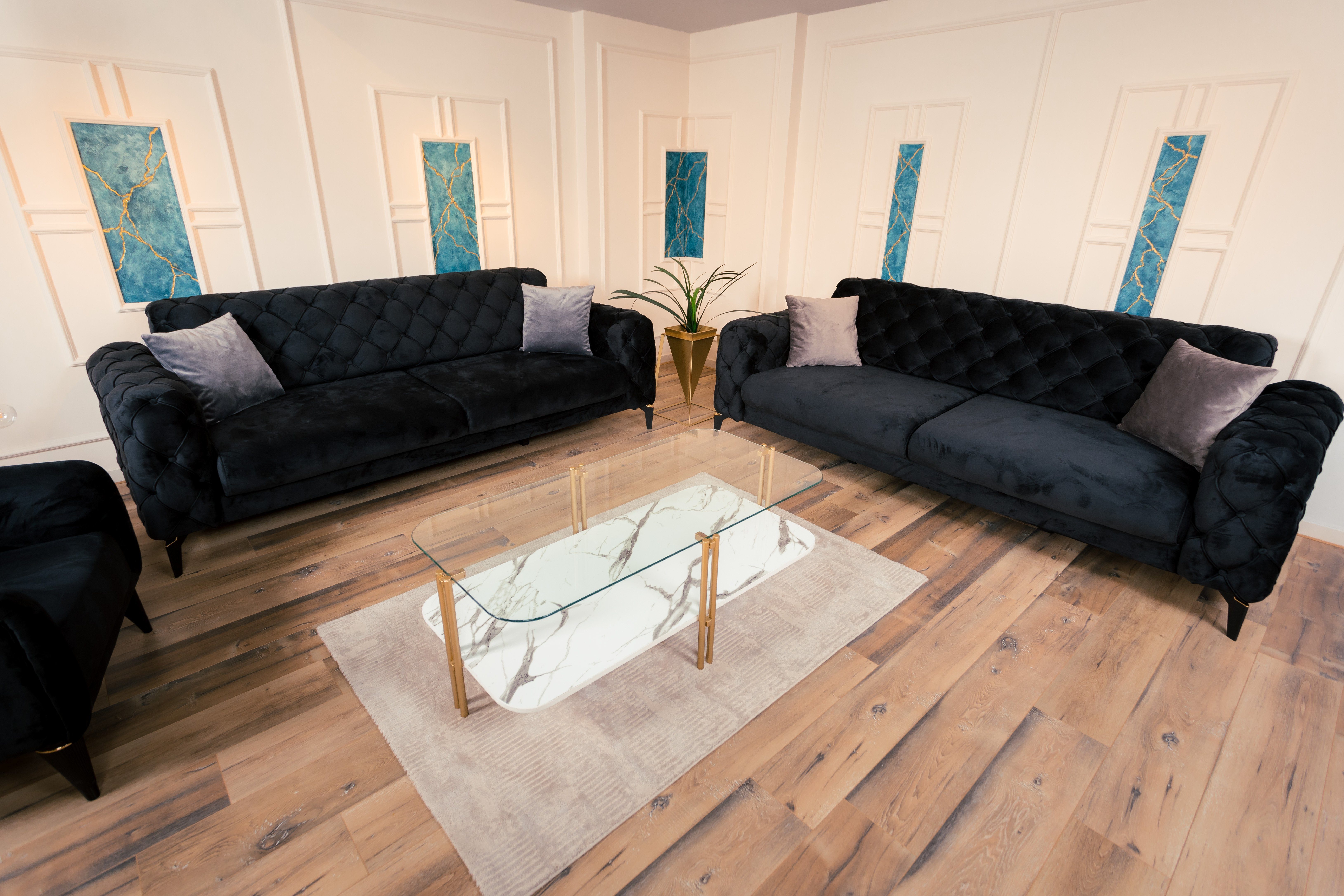 Arizona Premium Möbeldreams Sofa 3Teilig Chesterfield / Samt Modern Sofa-Set