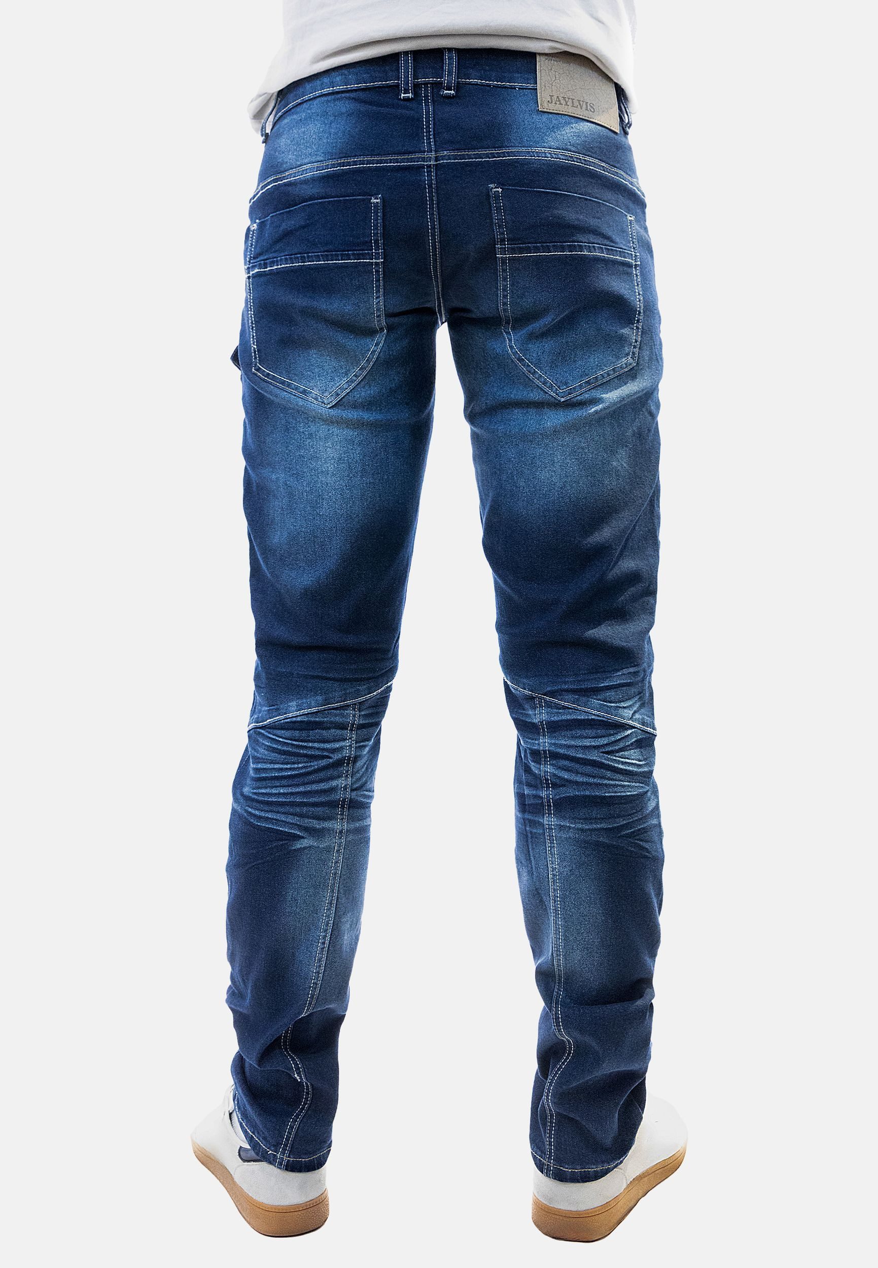 Jaylvis Regular-fit-Jeans Denim Style Jeans mit Kontrastfalten und Zip Zip günstig online kaufen
