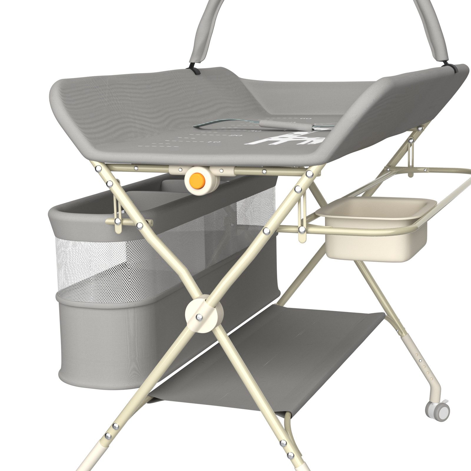 JEOBEST Wickeltisch Mobiler Baby Wickelkombi, 3 in 1 Wickeltisch Klappbar, (1-tlg) mit Sicherheitsgurt Aufbewahrungskorb und Kleiderstange – Bild 4 von 5