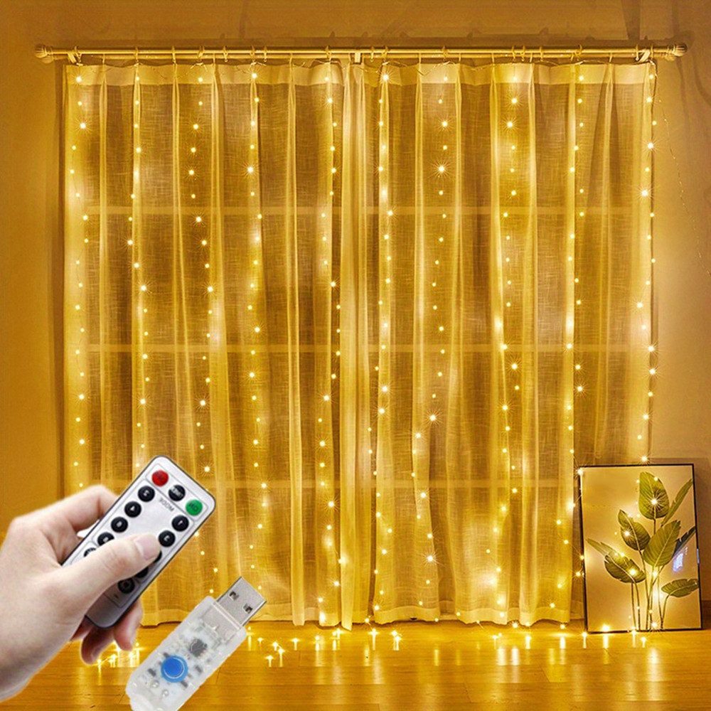 FOUORTUNATE-BEE LED-Lichtervorhang 300 LED USB Lichtervorhang günstig online kaufen