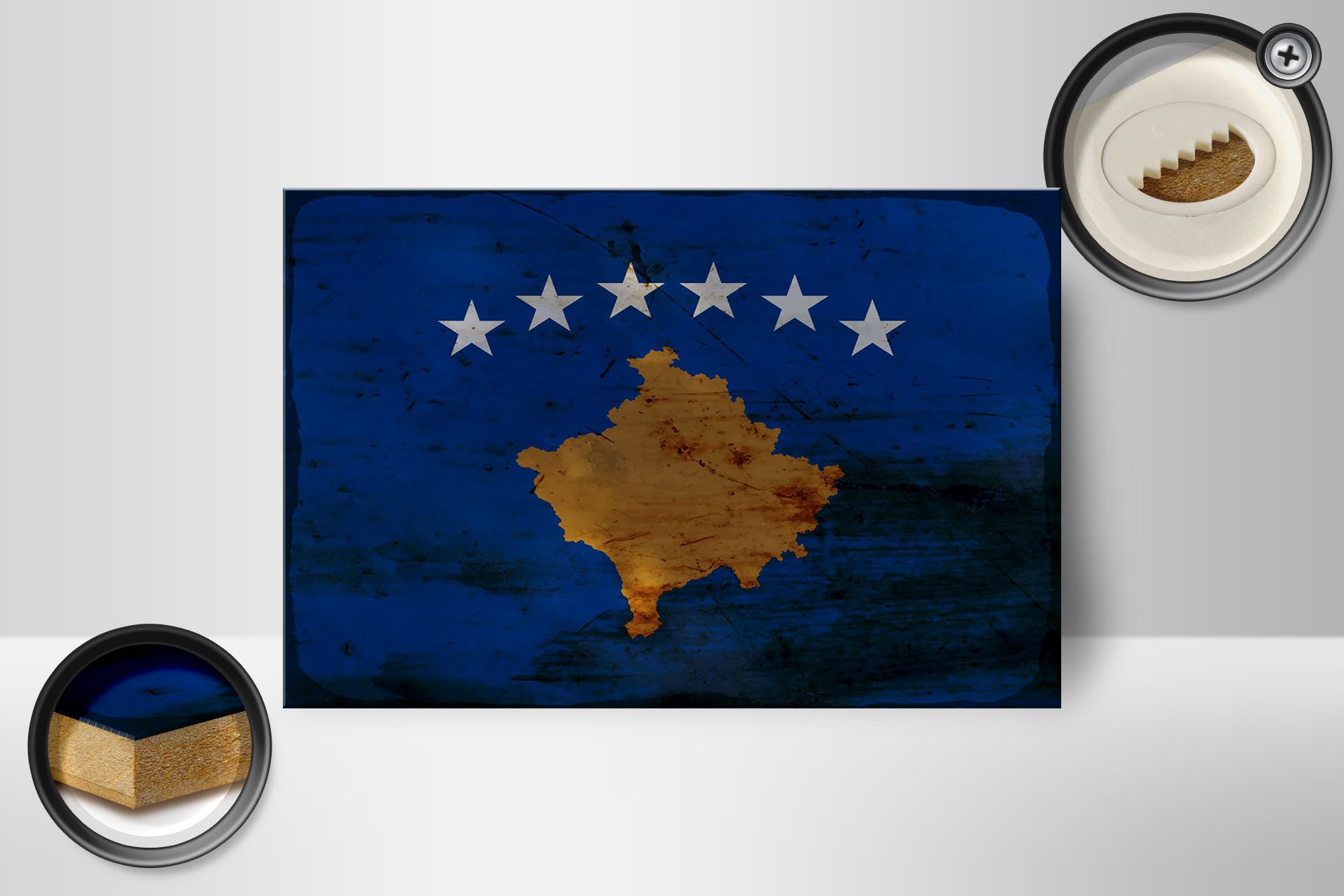 Femer GmbH Holzbild Flagge Kosovo 18x12 cm Flag of Kosovo Rost, Flaggen (1 St), Glatte Holzfaserplatte (MDF), vorn beschichtet