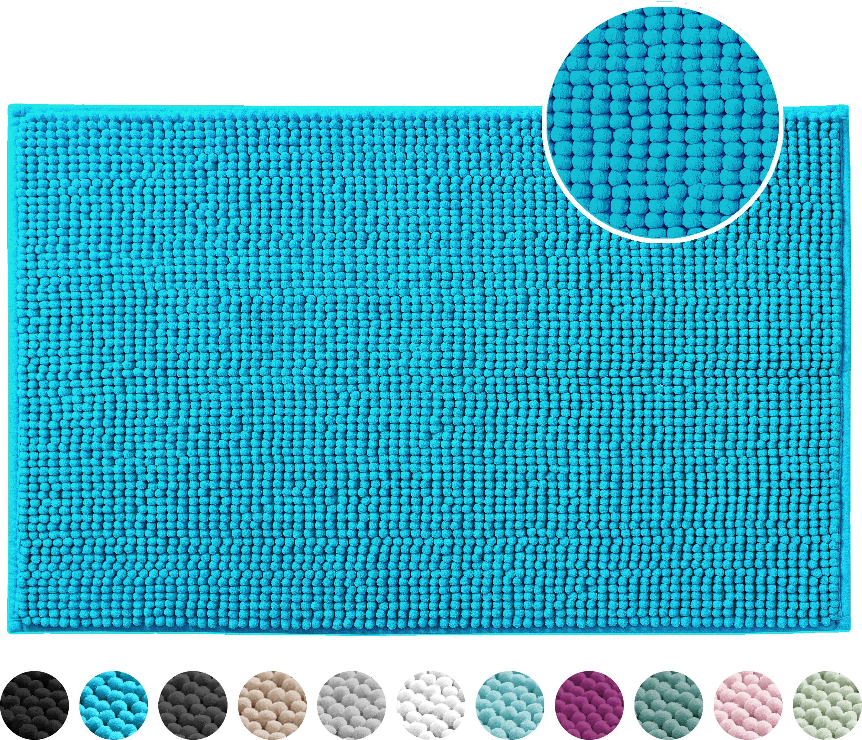 OTTO home Badematte Vanessa Chenille Standard, Badvorleger, Badezimmer, Duschvorleger, Höhe 15 mm, rutschhemmend beschichtet, schnell trocknend, strapazierfähig, fußbodenheizungsgeeignet, Polyester, rechteckig, Uni Farben, besonders weich