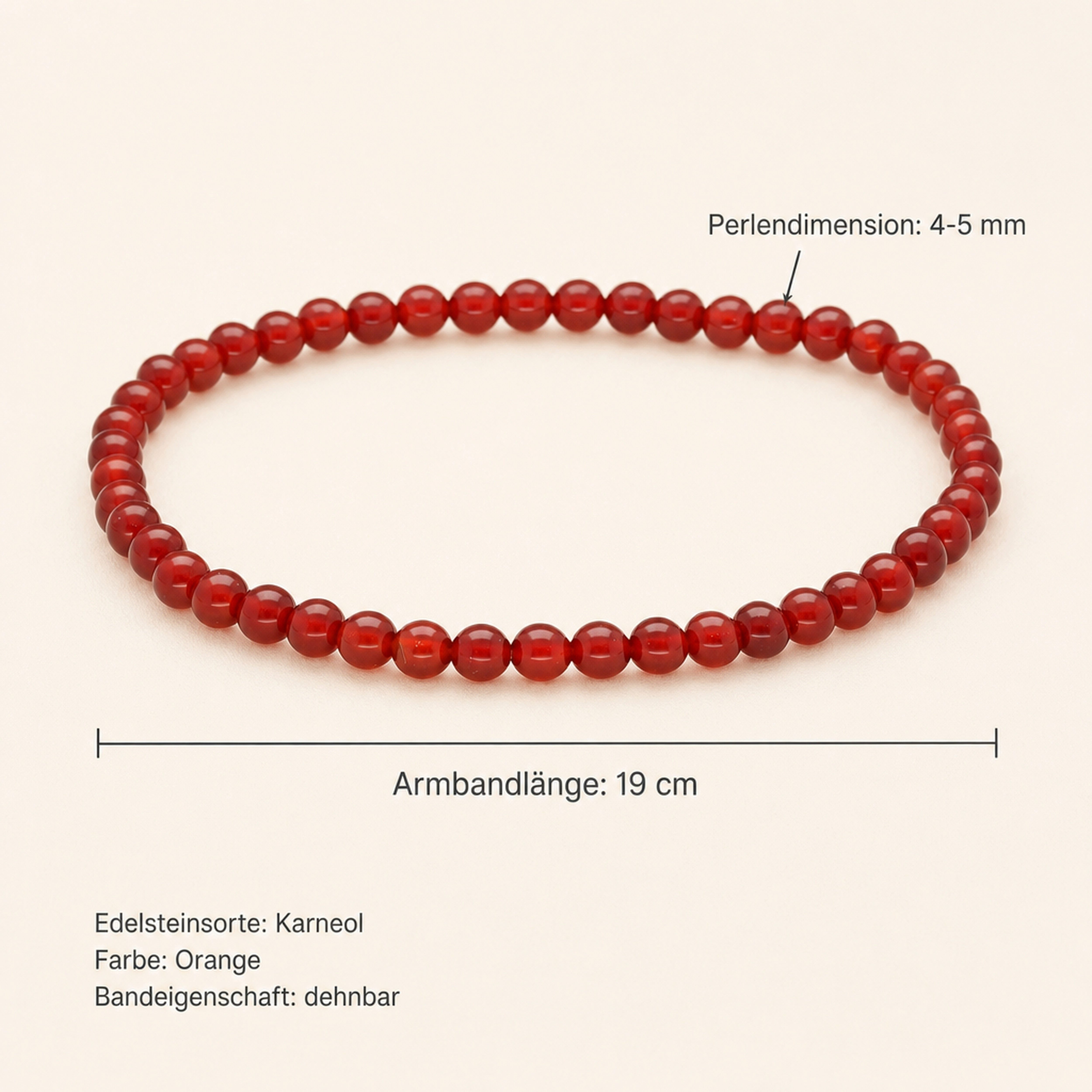 Lebensquelle Plus Armband Karneol Mini-Kugelarmband, 4 mm – Bild 3 von 5