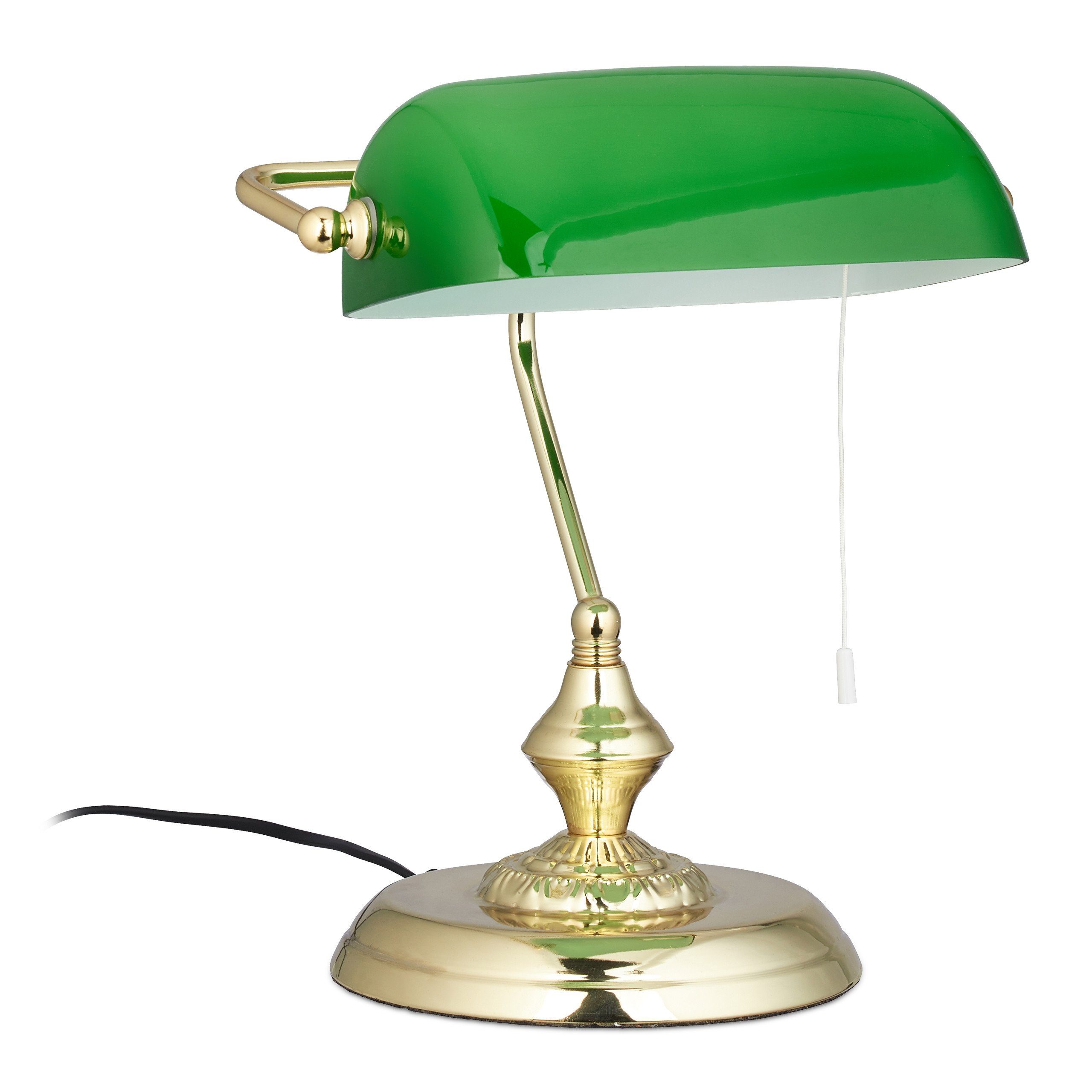 relaxdays Tischleuchte Bankerlampe mit Zugschalter günstig online kaufen