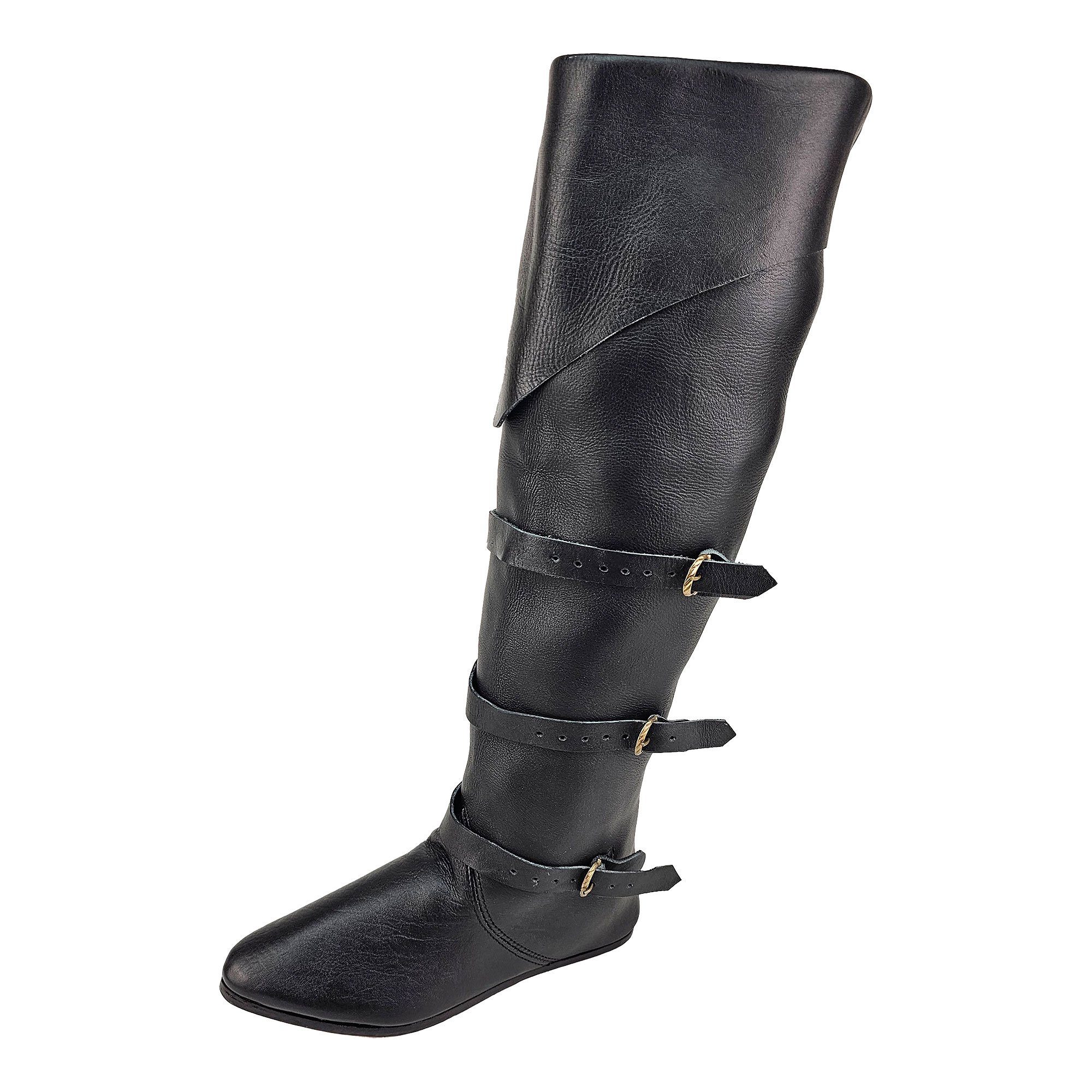 Ritter-Kostüm Spätmittelalter Stulpenstiefel schwarz 46