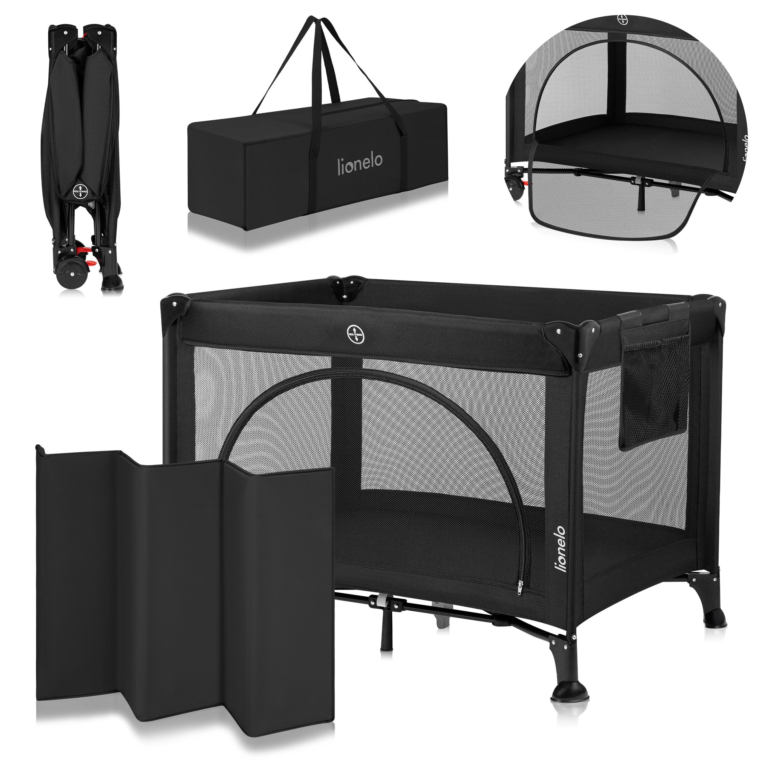 lionelo Baby-Reisebett LAURA, Kompakt/Bodeneinstieg/2 Matratzenhöhen/Rollen günstig online kaufen