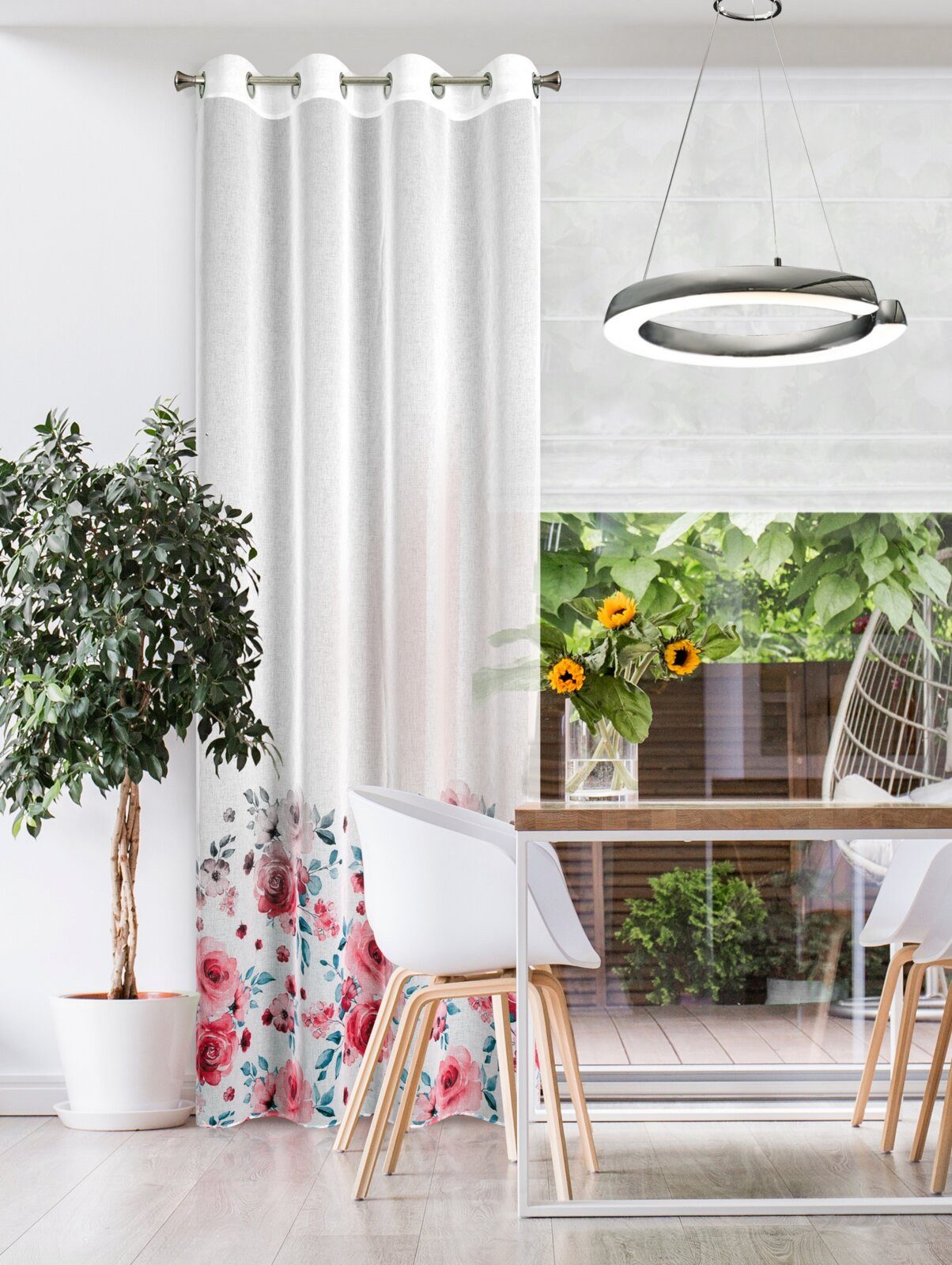 Eurofirany Gardine Landhaus Gardinen mit Blumenmuster günstig online kaufen