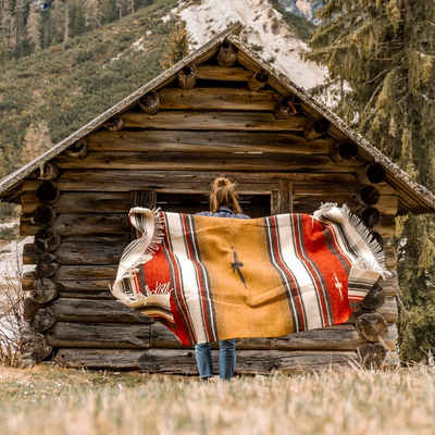 Wolldecke PATAGONIA, Steppenwolle, Nachhaltige Wolldecke bunt 130x200cm, Made in EU aus 100% Schurwolle