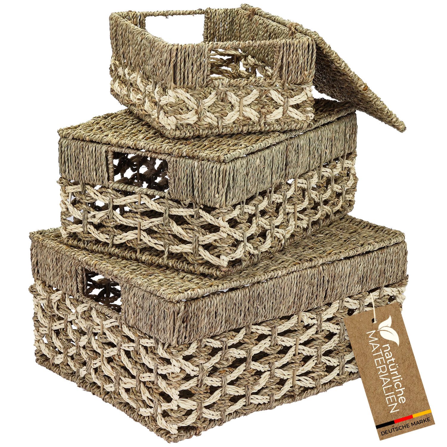 HMF Aufbewahrungskorb HMF Aufbewahrungskorb mit Deckel, 3er-Set, Korb (3 St günstig online kaufen