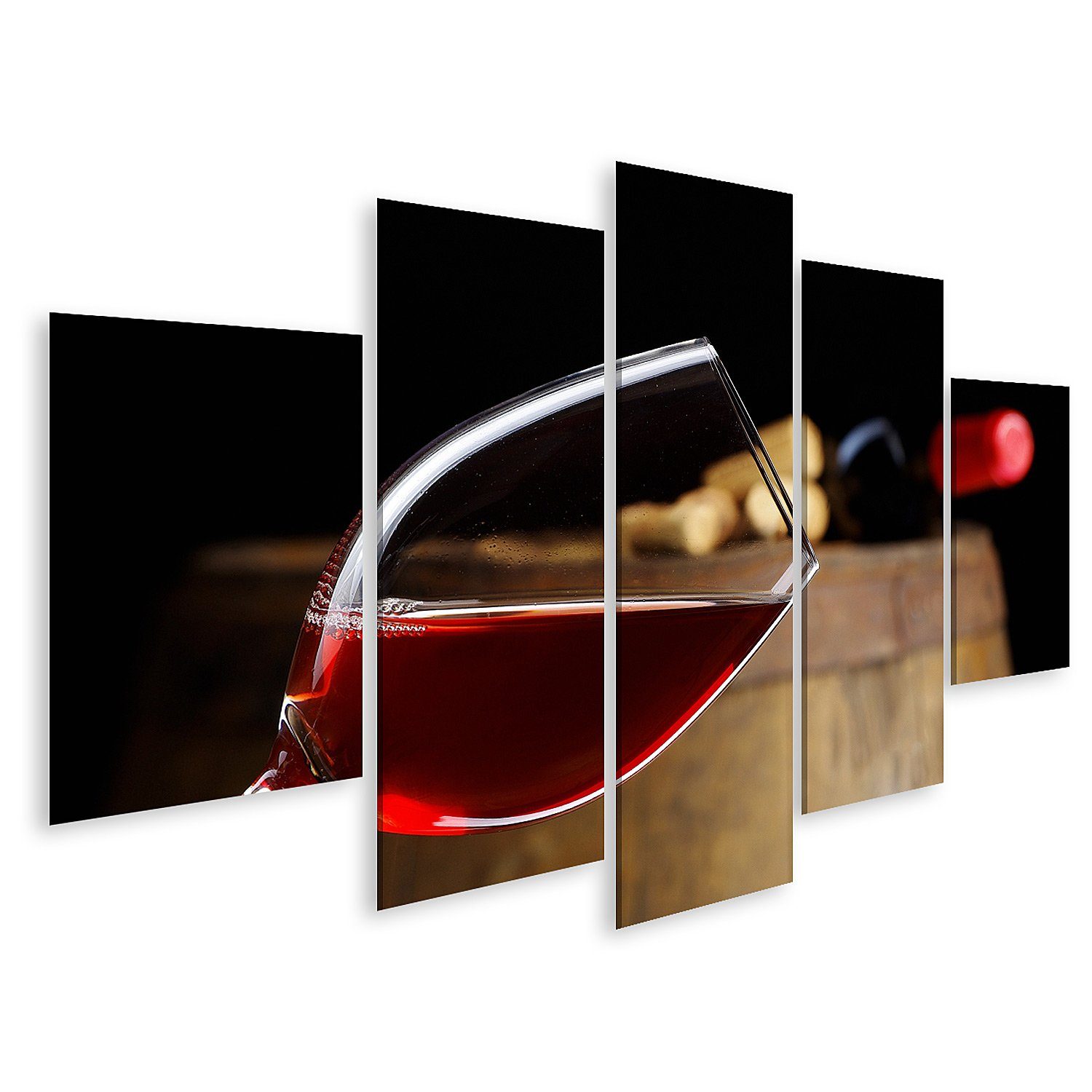Leinwandbild Bild auf Leinwand Glas Wein Mit Fass Wandbild Leinwandbild Wand Bilde