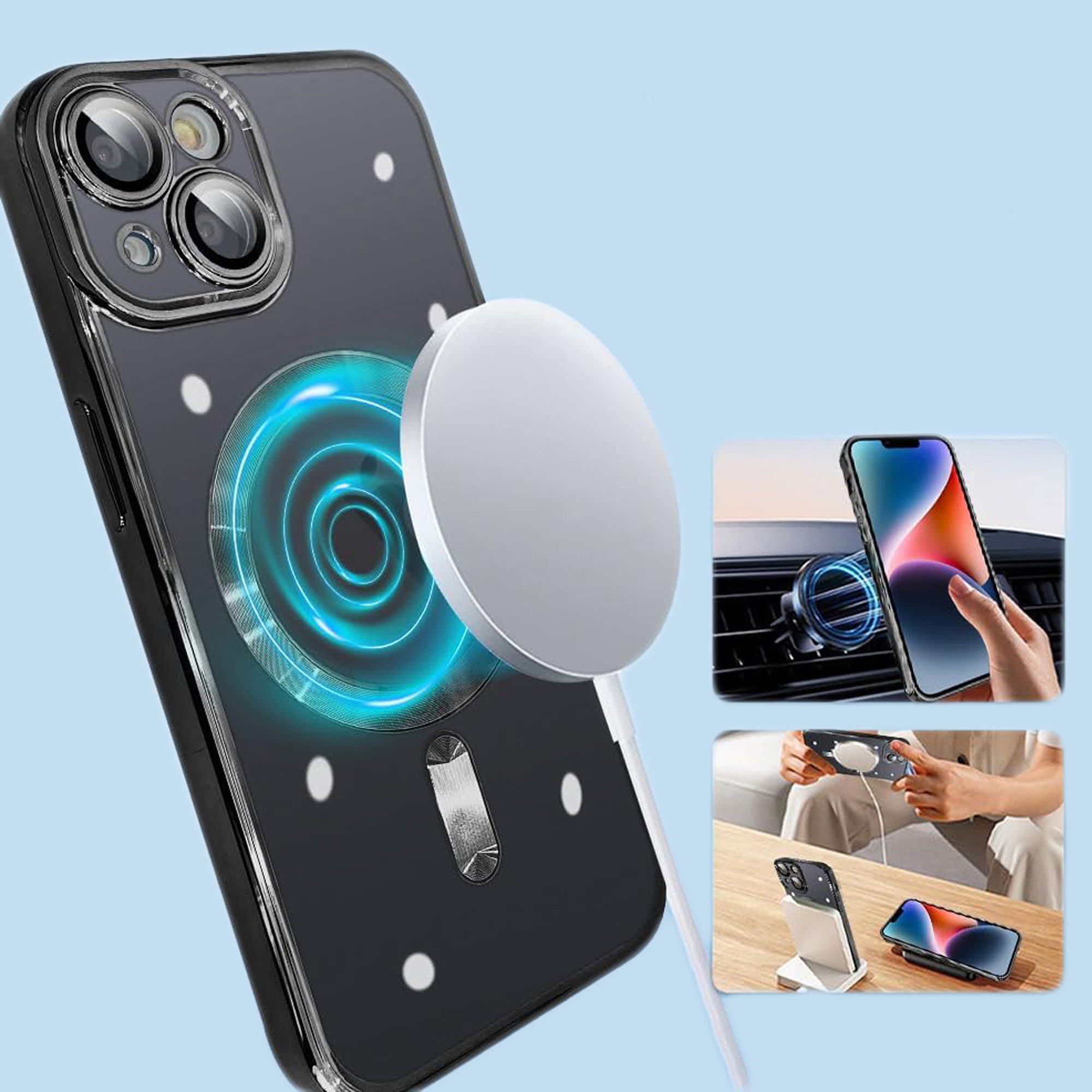 Wörleonline Handyhülle für Apple iPhone 13 mit integriertem Kameraschutz, TPU Schutzhülle, MagSafe kompatible Hülle – Bild 2 von 5