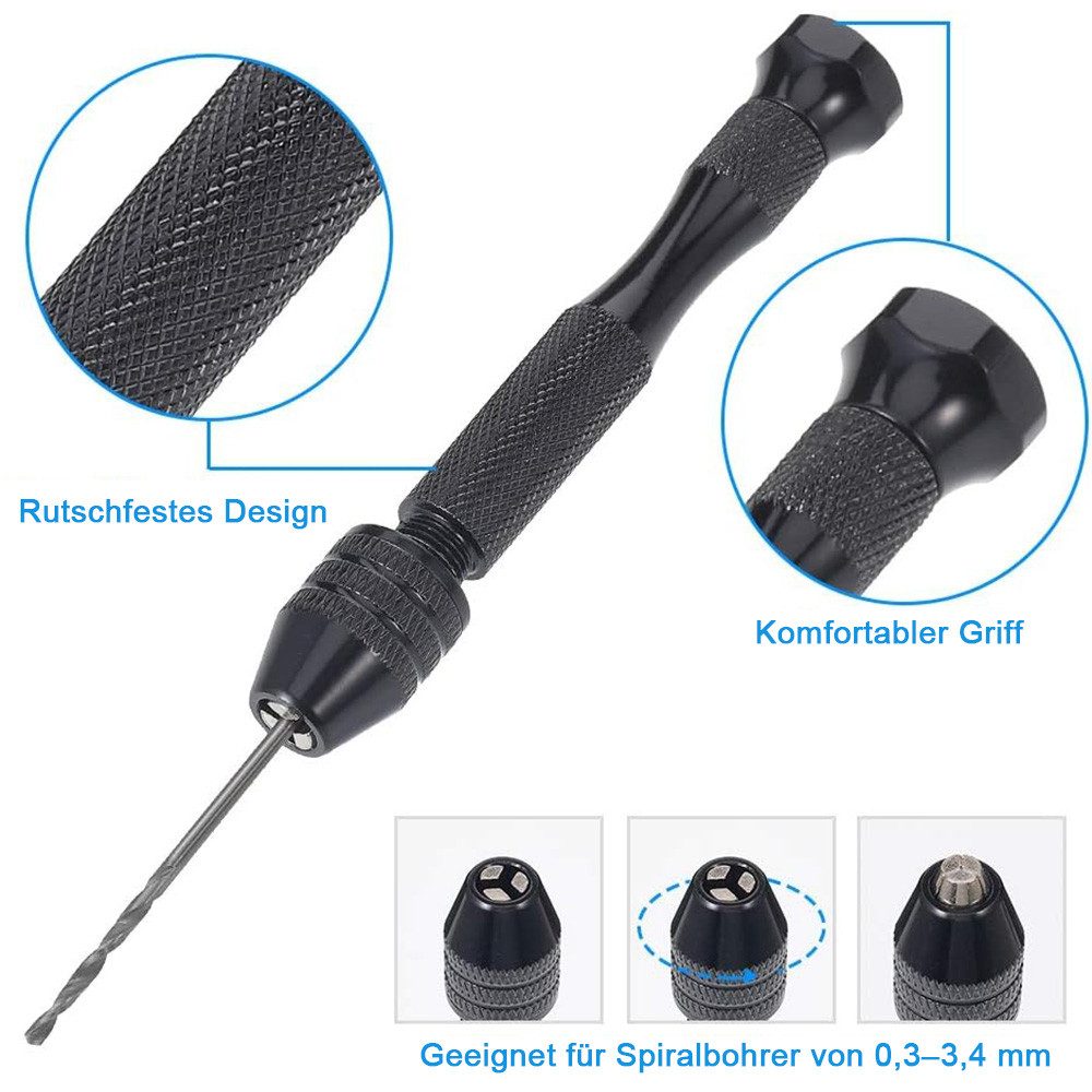 AFKSMILE Bohrersatz 26 Stück Handbohrer,Mini Bohrmaschine mit 25 Spiralbohrern (0.5–3mm), (26-tlg), für Handbohr, Metall, Holz, Schmuck & Modellbau, DIY Bohrarbeiten