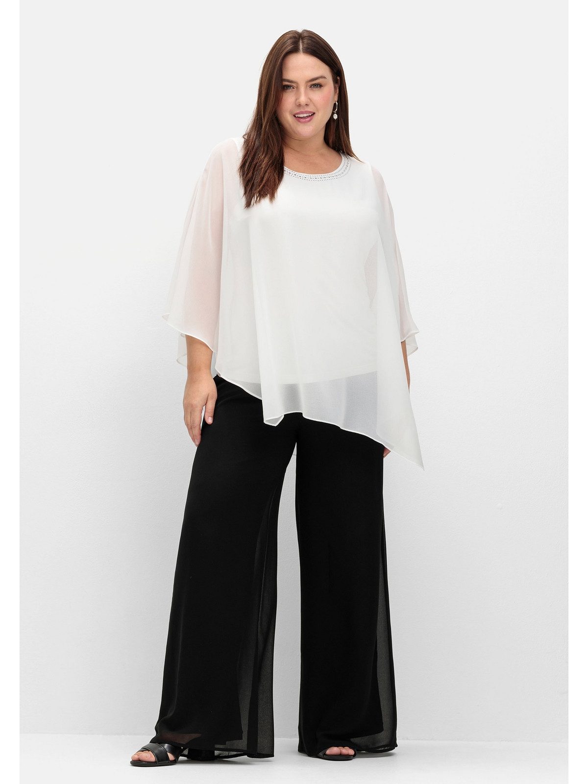 Sheego Schlupfhose Große Größen mit Chiffon im Lagenlook, gefüttert