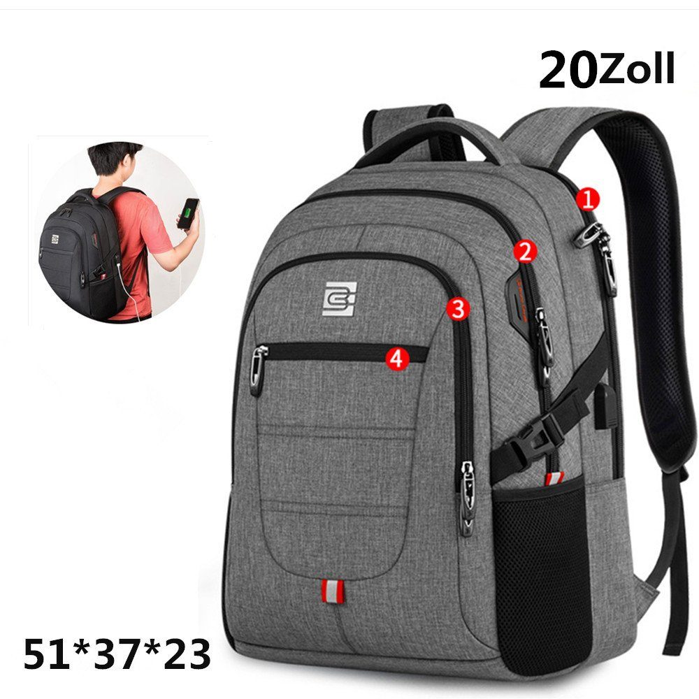 XDeer Businesstasche Groß Laptoprucksack Herren Damen mit USB-Ladeanschluss,18/20 Zoll, -wasserfester Backpack Notebook Rucksack Anti Diebstahl Schulrucksack