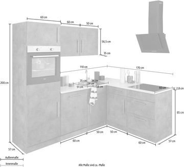 wiho Küchen Winkelküche Cali, ohne E-Geräte, Stellbreite 230 x 170 cm