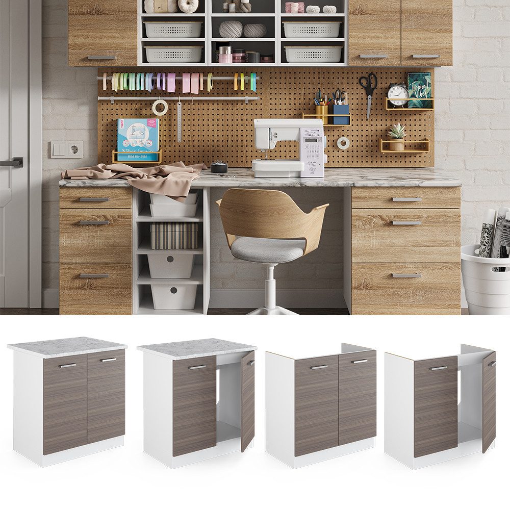 Vicco Schranksystem R-Line, Grau/Weiß, 80 cm günstig online kaufen