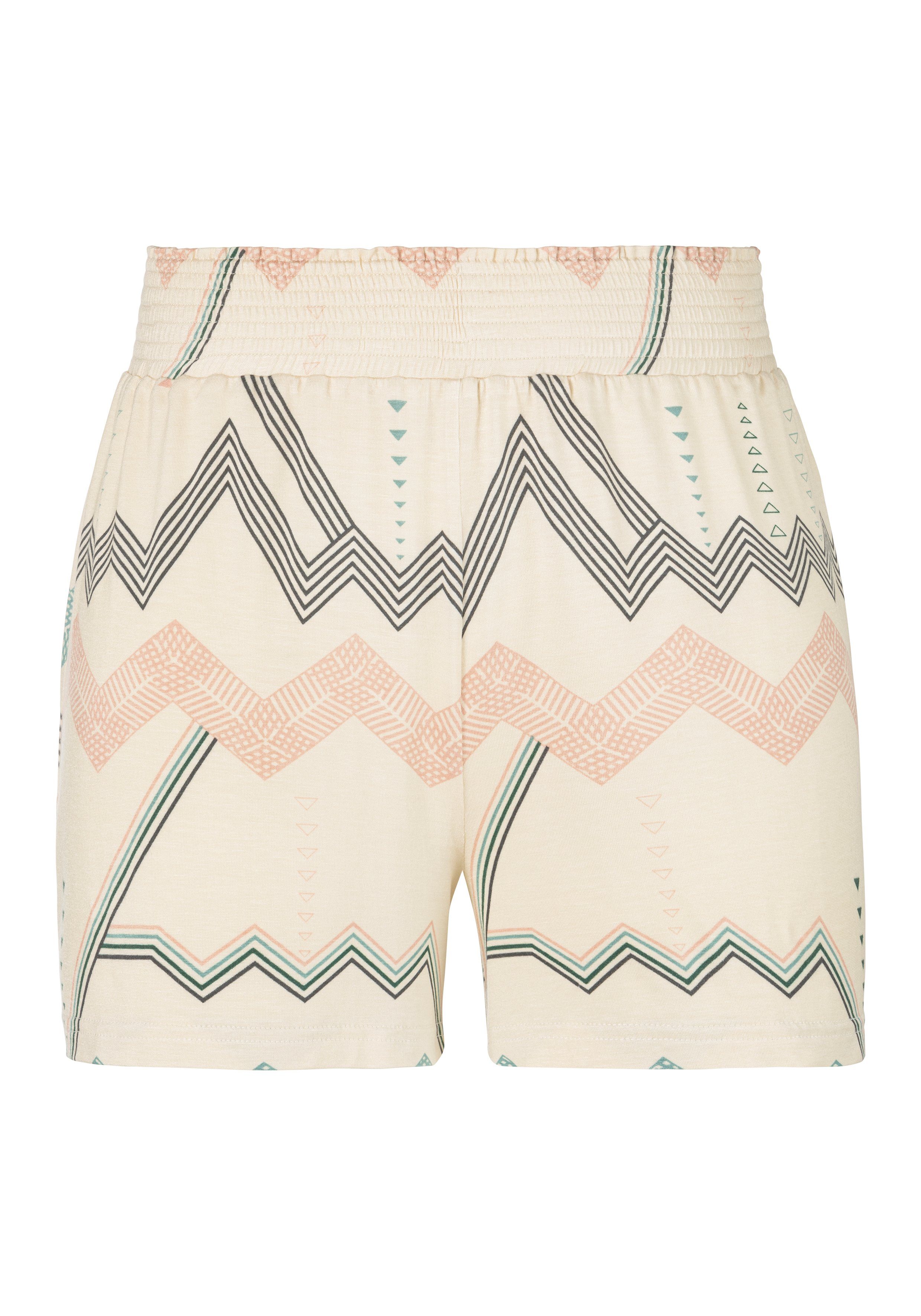 LASCANA Pyjamashorts mit Muster beige-allover Zick-Zack grafischem