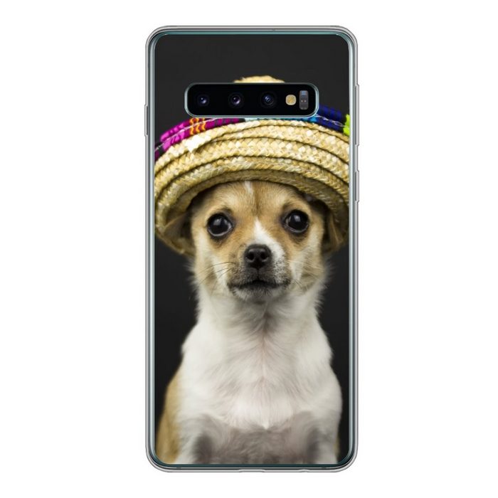 MuchoWow Handyhülle Hund - Sombrero - Schwarz Phone Case Handyhülle Samsung Galaxy S10 Silikon Schutzhülle