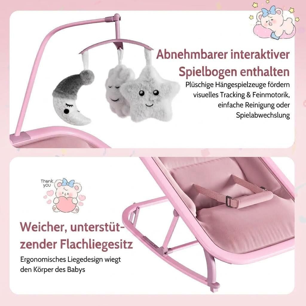 GarveeMore Babywippe 2 in 1 faltbar,3-fach verstellbar,kein Aufbau erforderlich, tragbar, leicht, leise, geeignet für Neugeborene