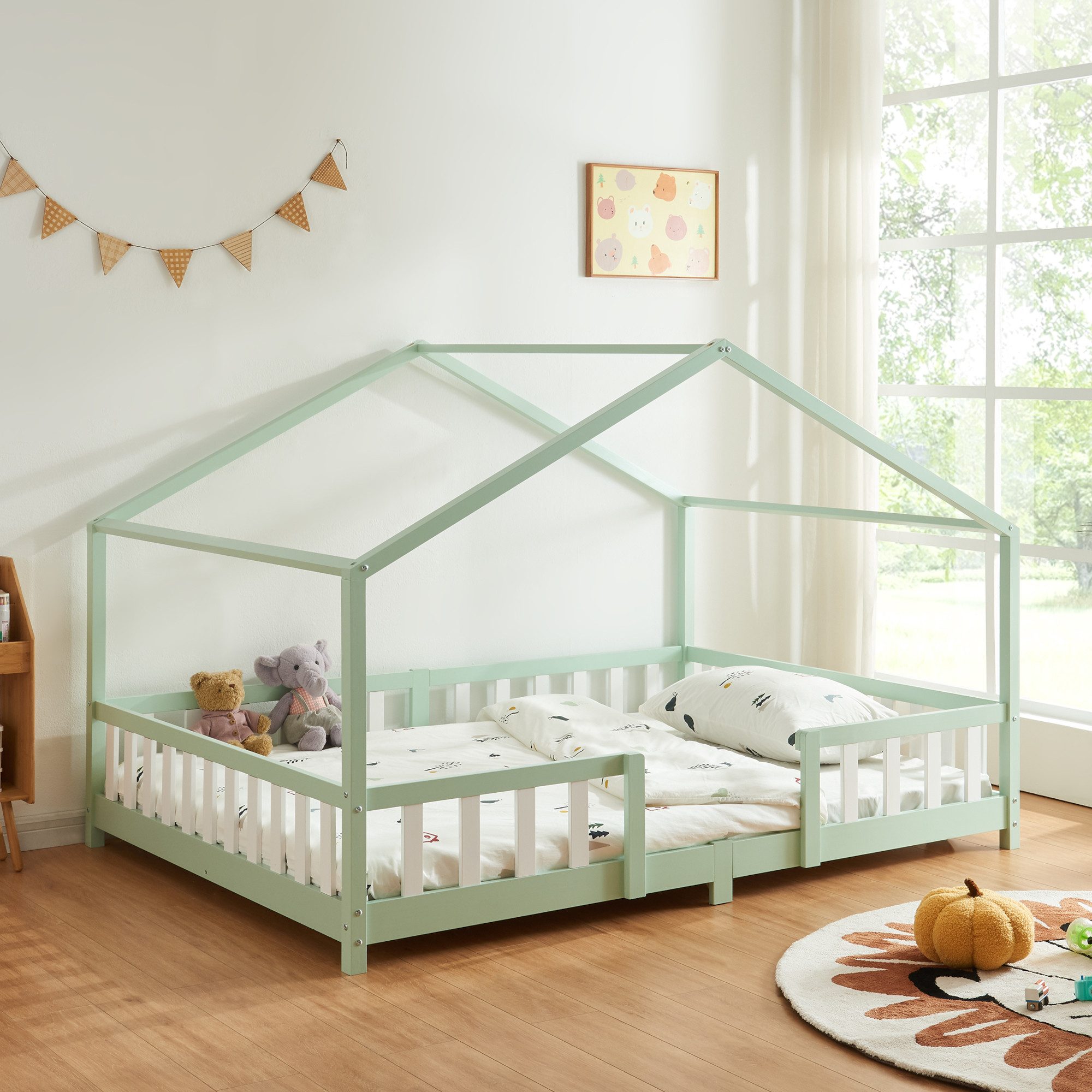 en.casa Kinderbett, »Treviolo« Haus-Optik mit Rausfallschutz günstig online kaufen