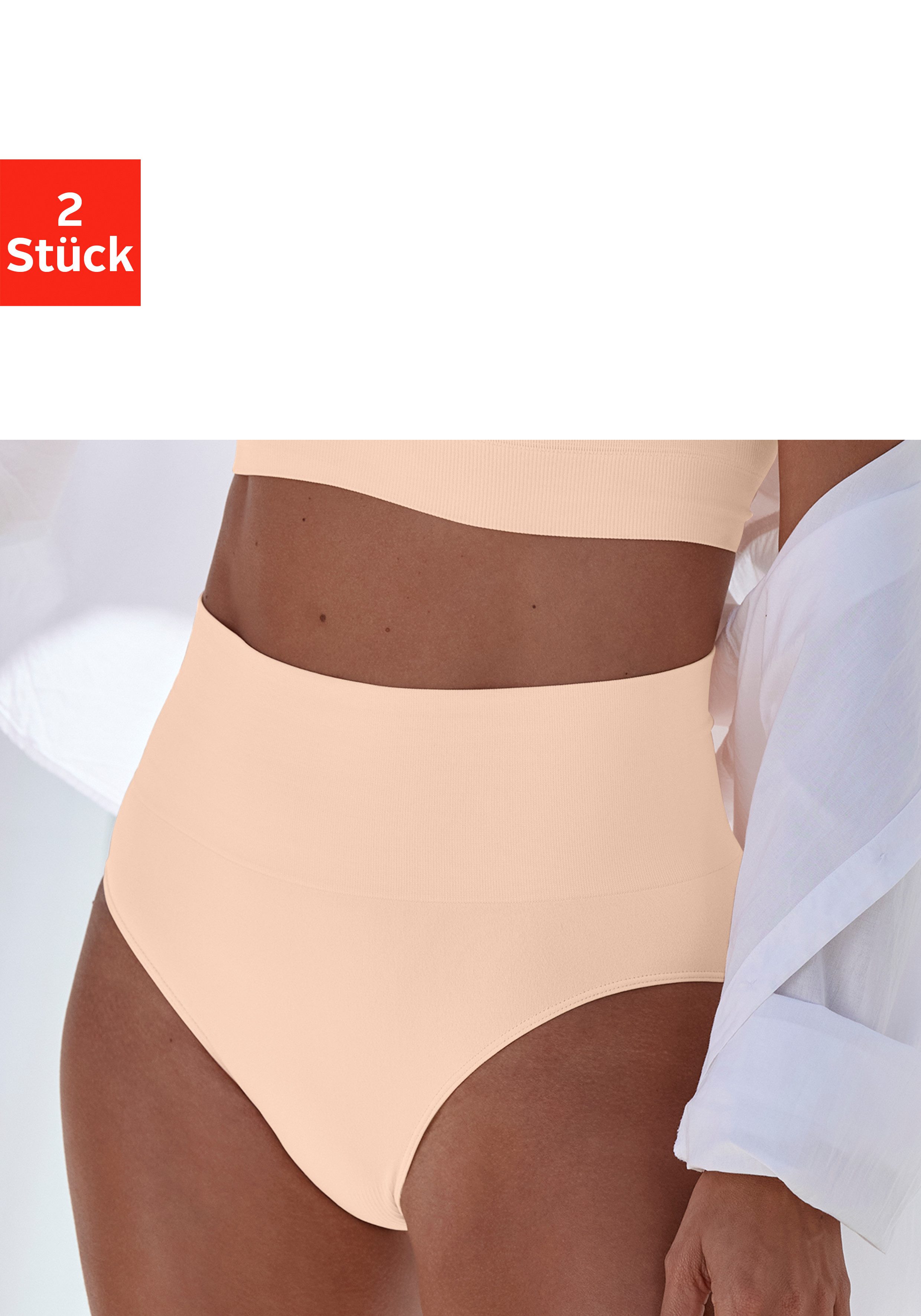 Nuance by Lascana Taillenslip, Bauch-weg-Slip, Shaping Slip (Packung, 2-St) seamless, ohne Nähte, mit leichtem Shaping Effekt