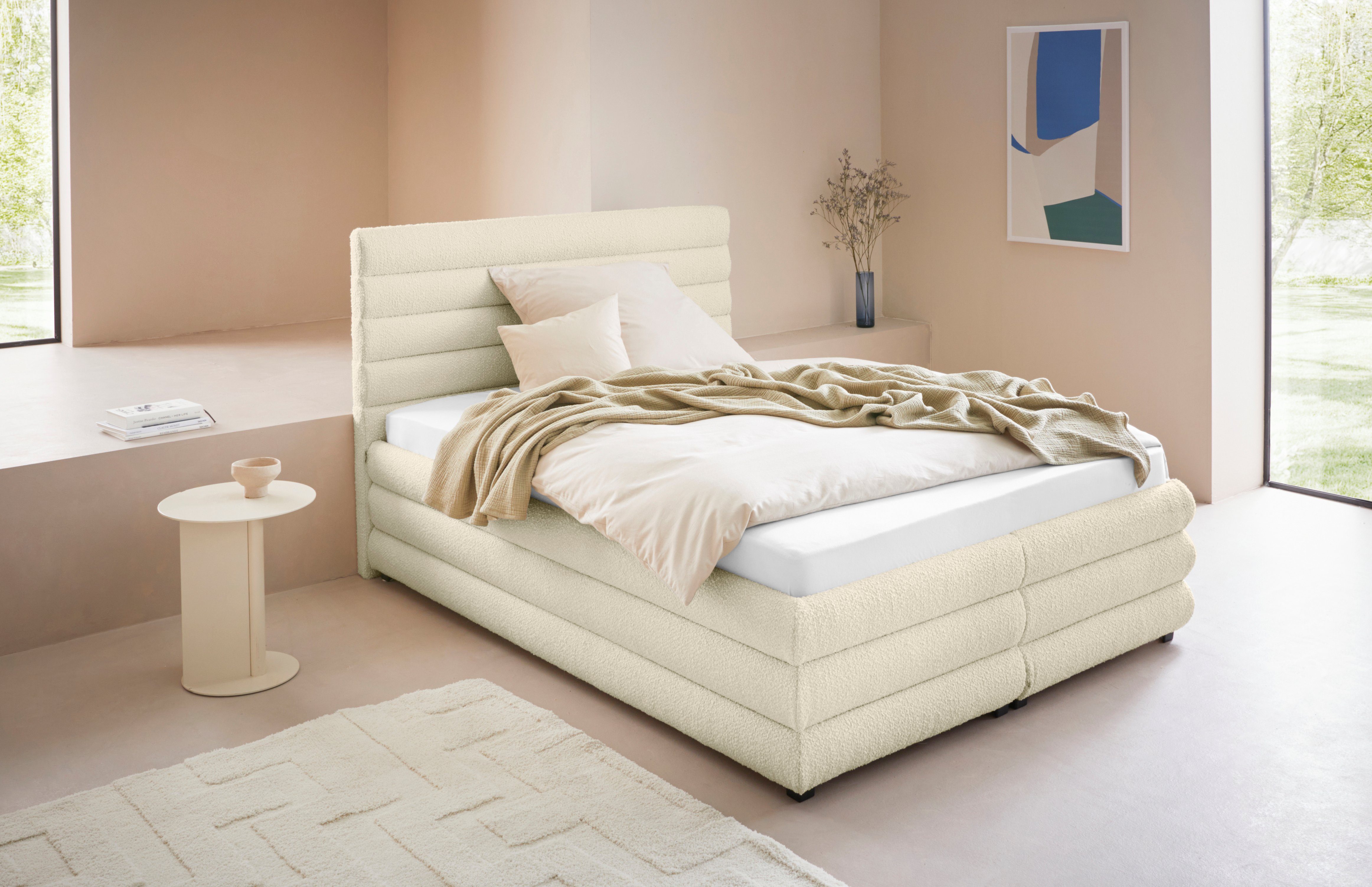 LeGer Home by Lena Gercke Polsterbett Maylis Bouclé, wahlweise mit und ohne Matratze und Lattenrost, auch in 200cm Breite
