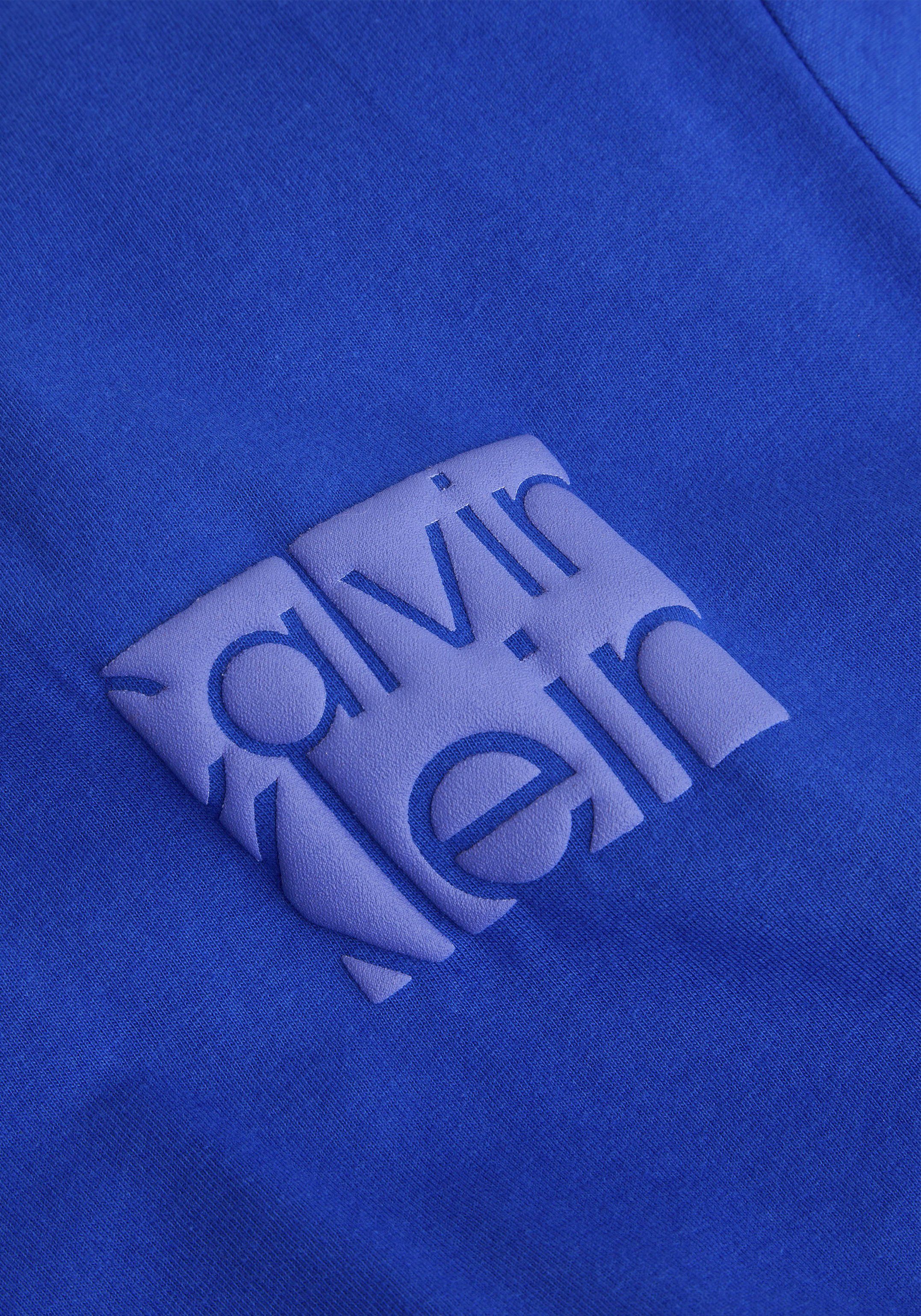 Calvin Klein Kurzarmshirt mit Klein Calvin mid blue Logo azure Brust der auf