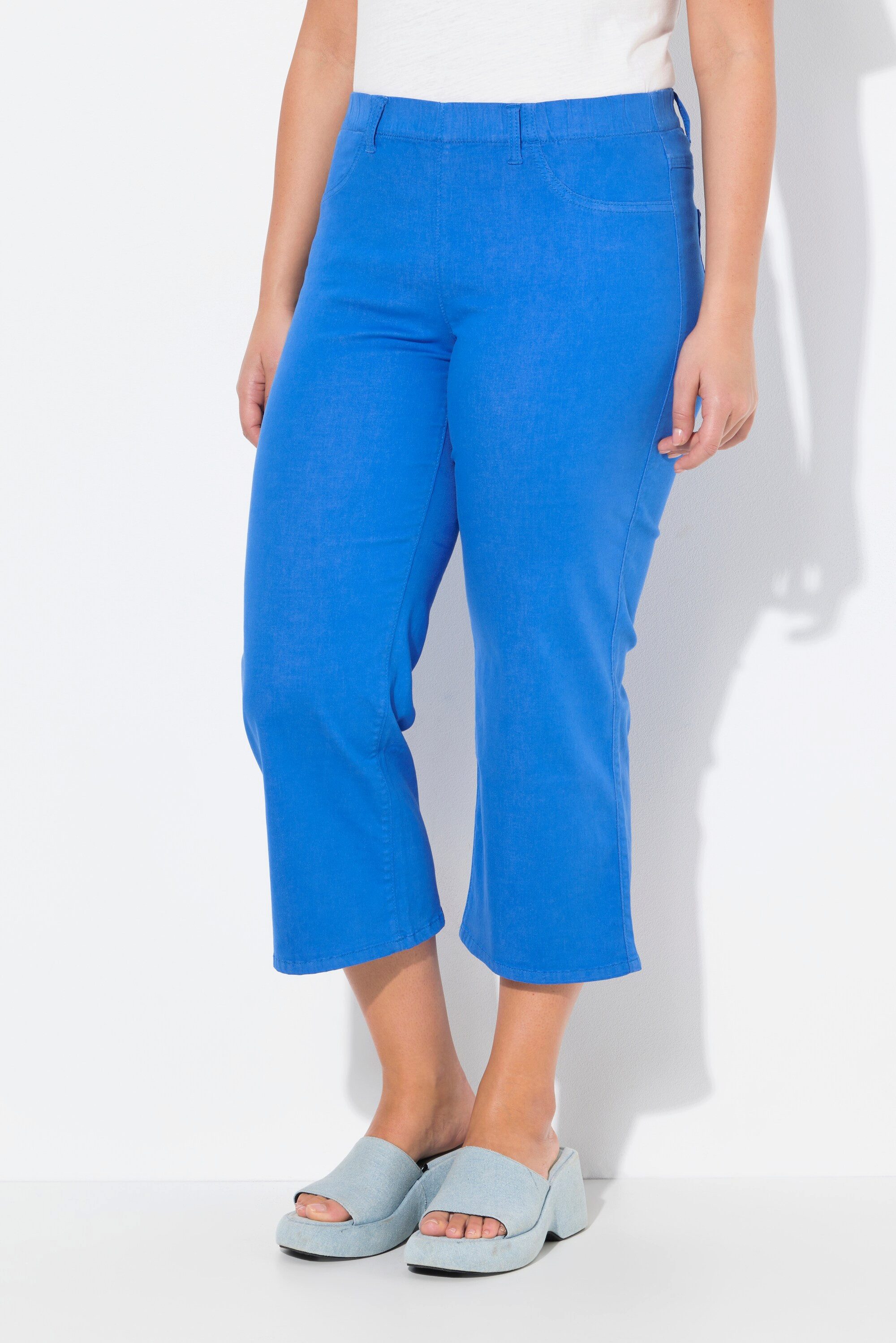Ulla Popken Regular-fit-Jeans Jeansculotte Mary weites Bein Elastikbund günstig online kaufen