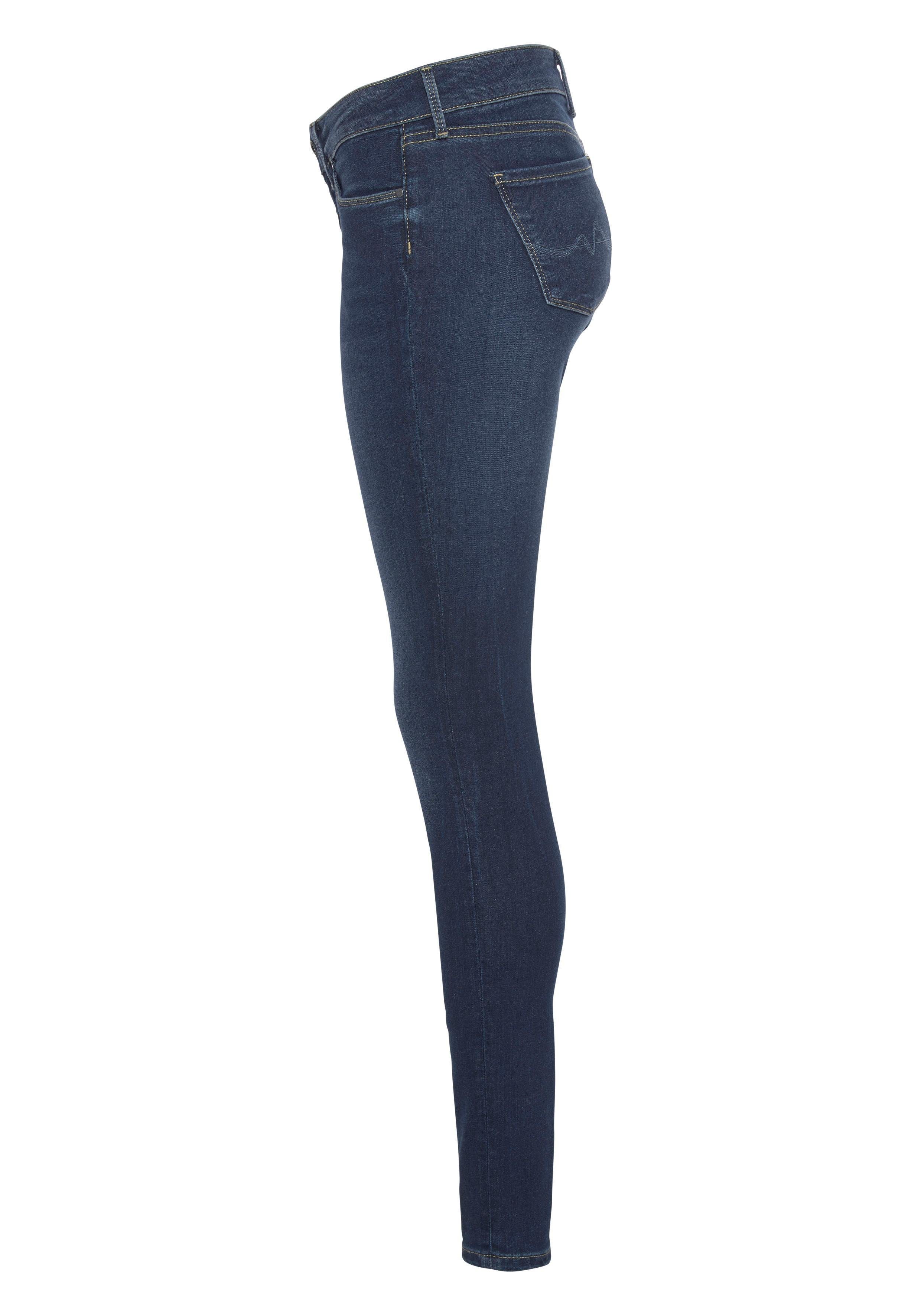 Pepe Jeans Skinny-fit-Jeans im H45 Stretch-Anteil dark used 1-Knopf worn SOHO Bund 5-Pocket-Stil und mit
